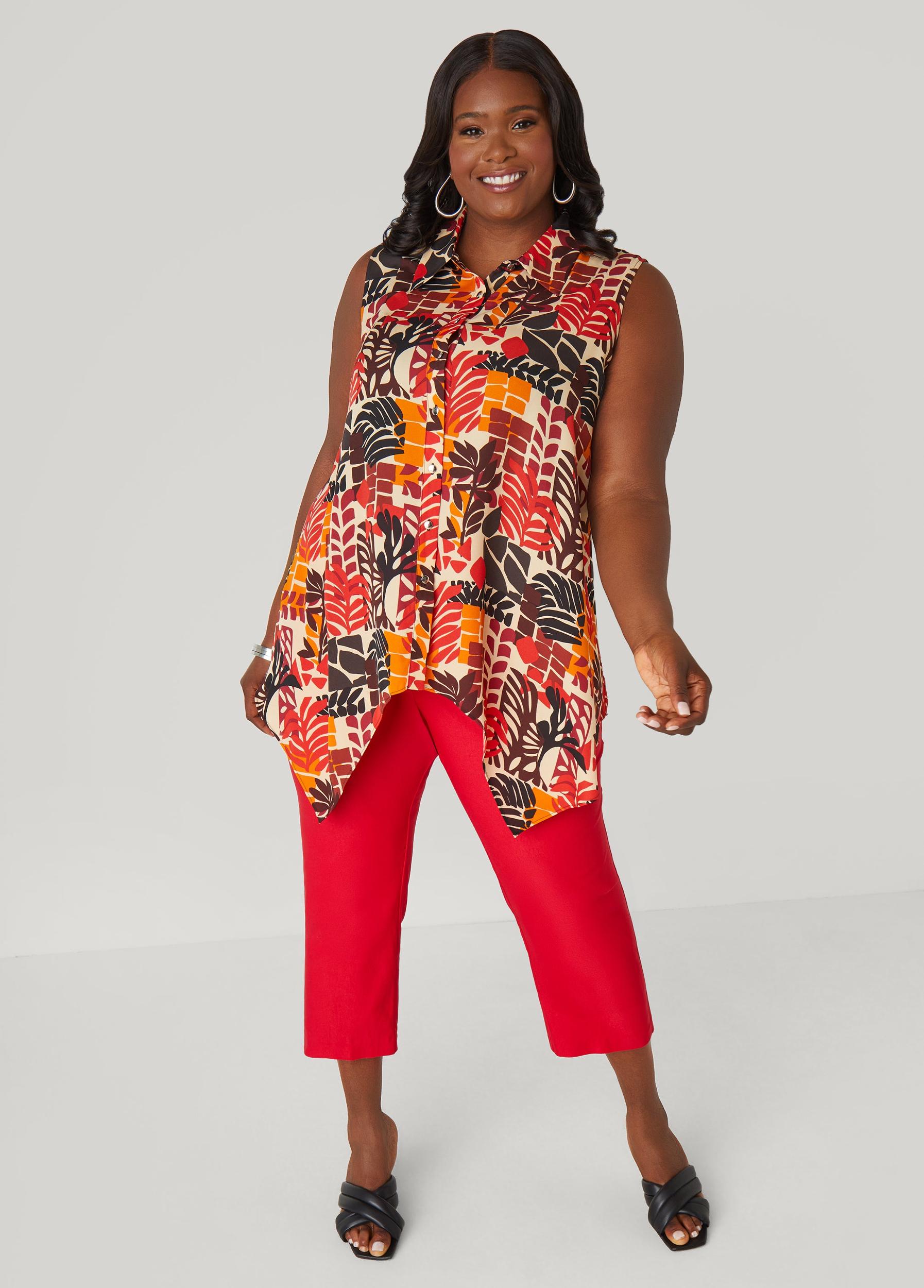Plus Size Mid Rise Pull On Capris Ashley Stewart Product Image