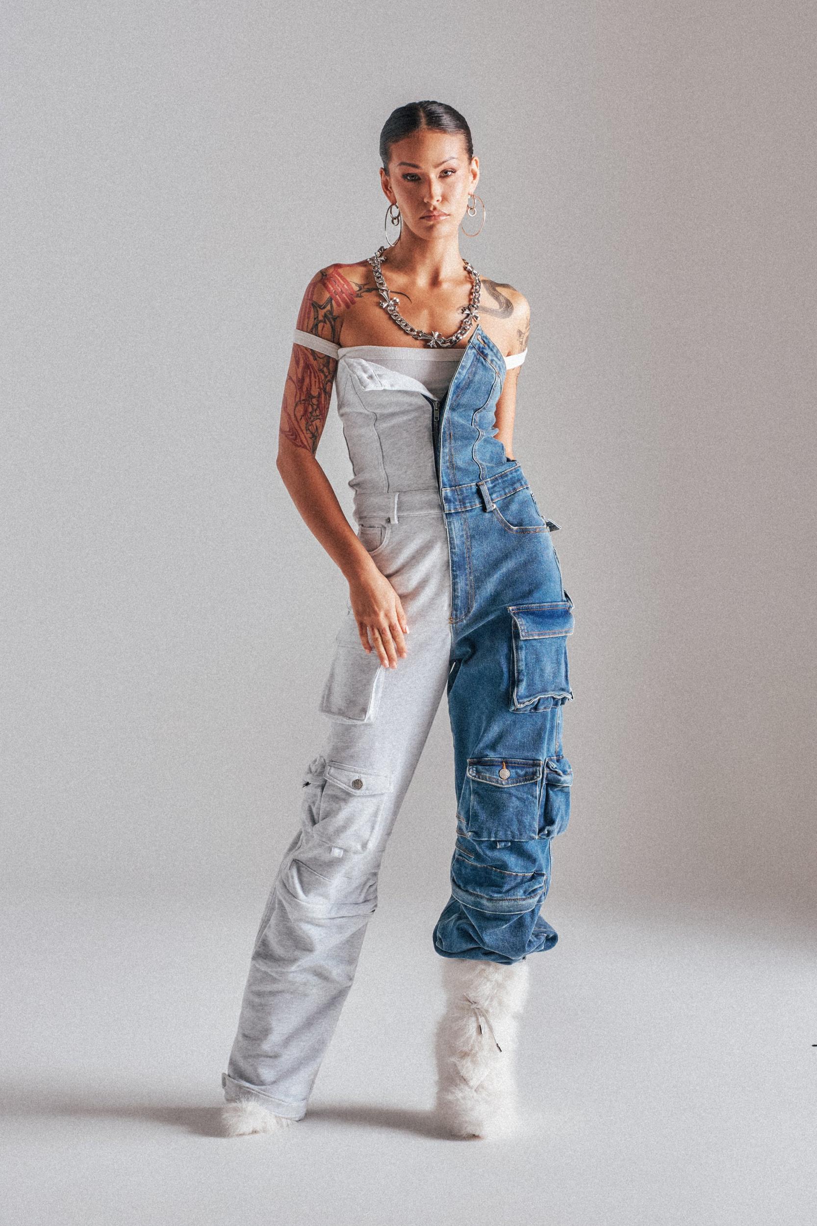 SPLIT DECISION DENIM JUMPSUIT Product Image