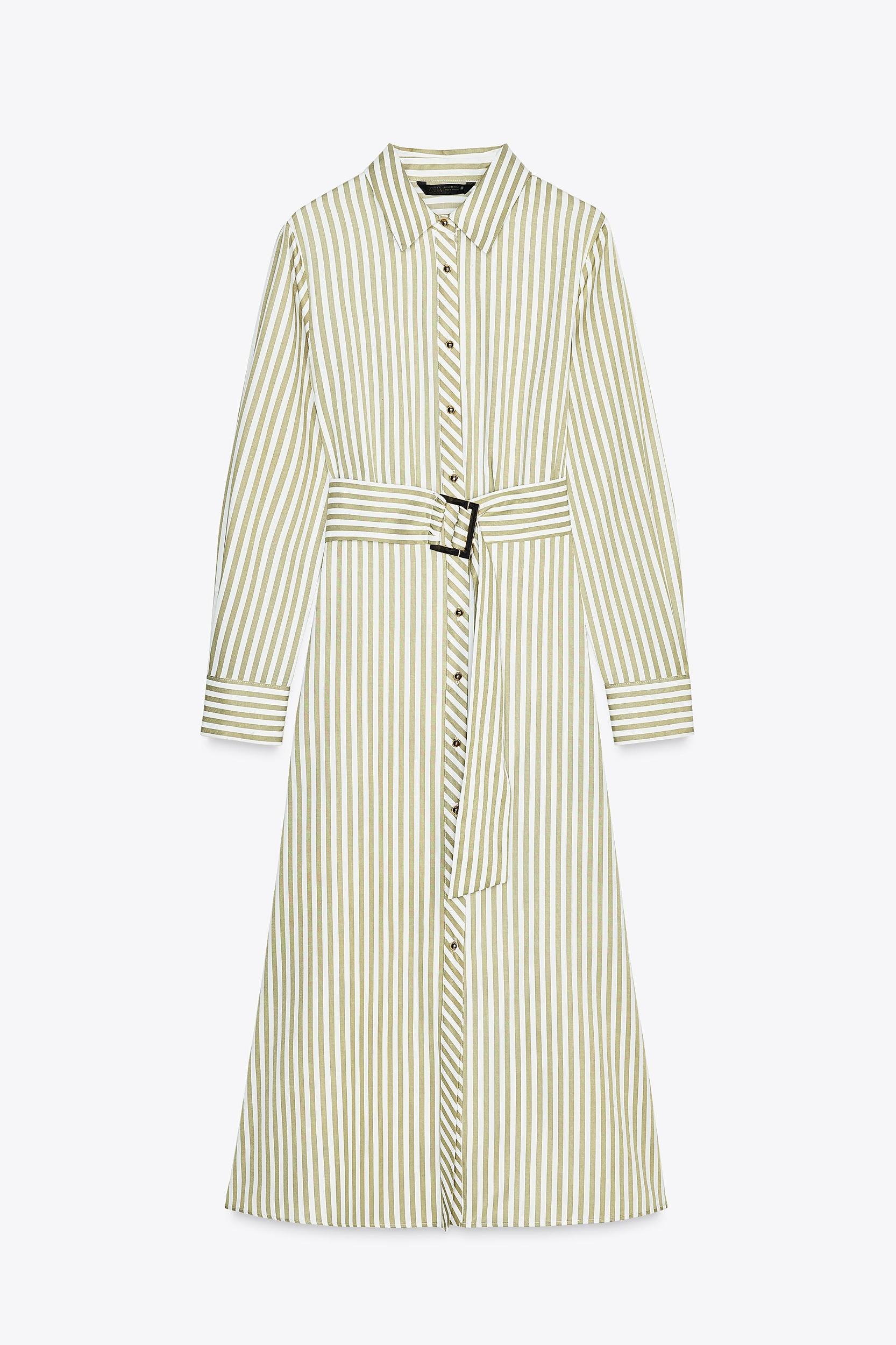 BELTED STRIPED MIDI DRESS Product Image