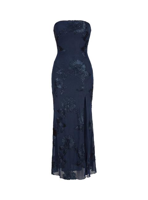Maribeth Strapless Floral Maxi Dress Navy Product Image