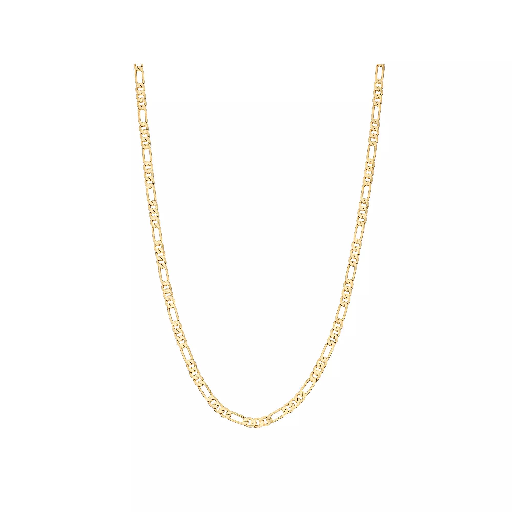 Men's 14K Gold over Brass 18" Figaro Chain Necklace, Gold Tone Product Image