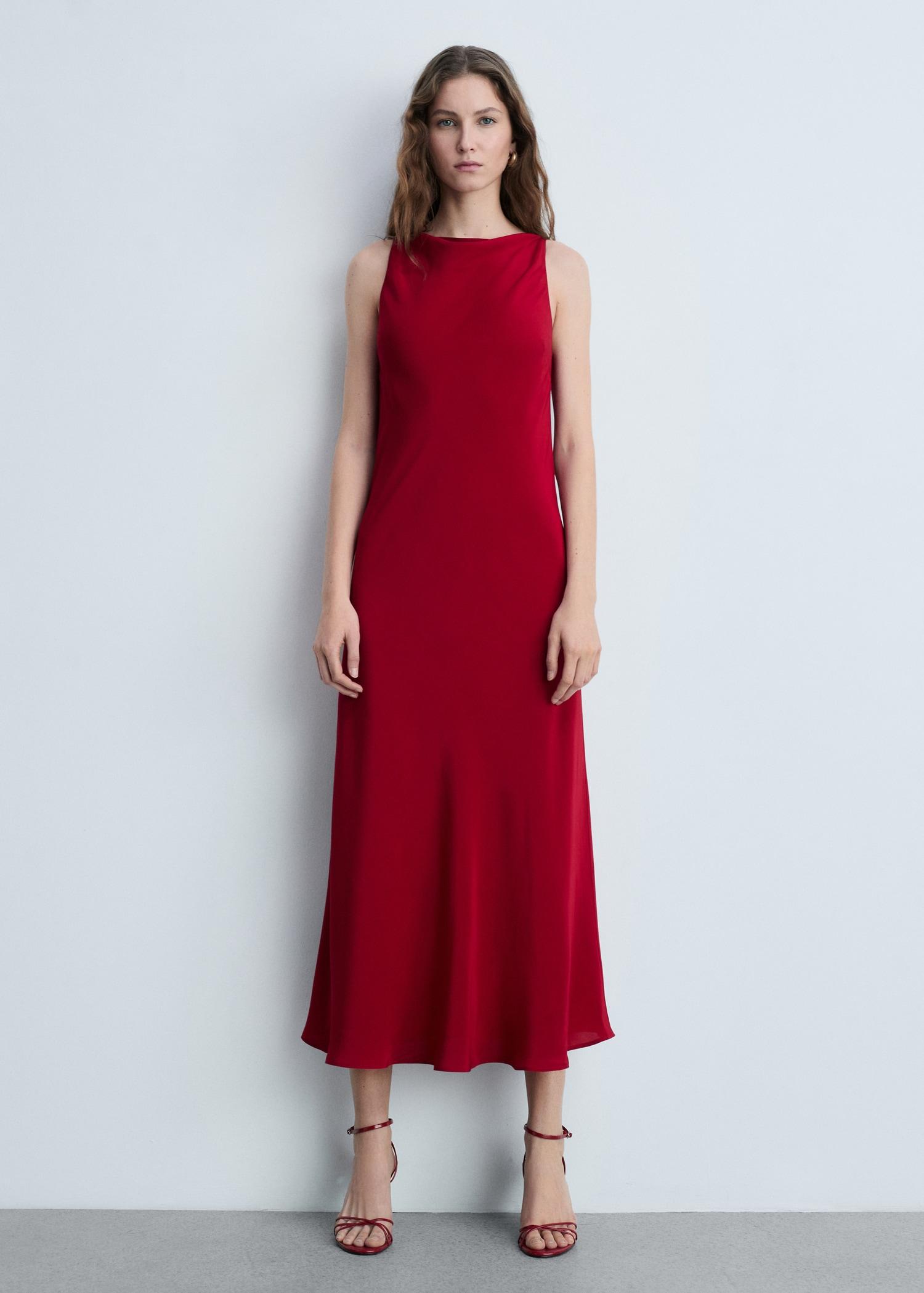 Satin midi dress - Women | MANGO USA Product Image