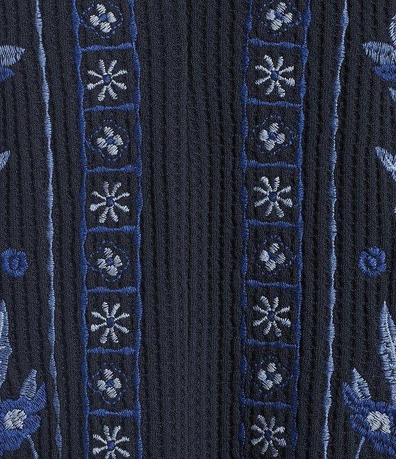 Nurture Washed Embroidered Long Sleeve V-Neck Knit Top Product Image
