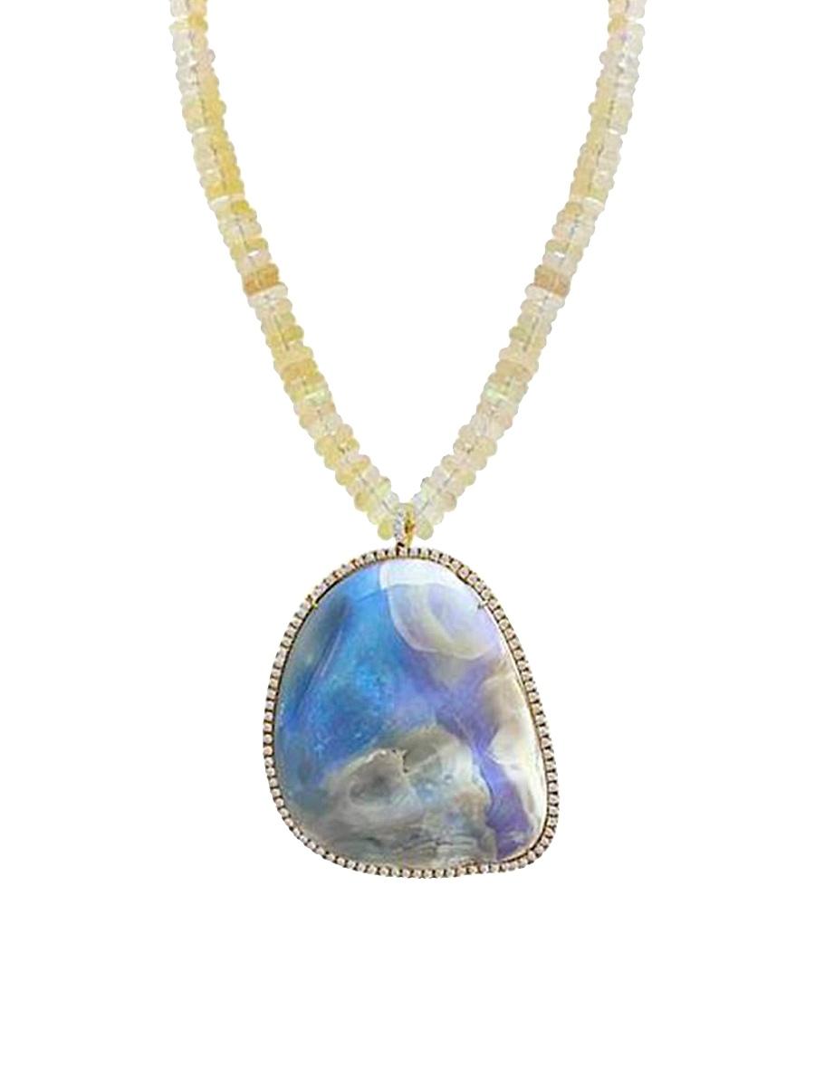Womens 14K Gold & Boulder Opal Beaded Pendant Necklace Product Image