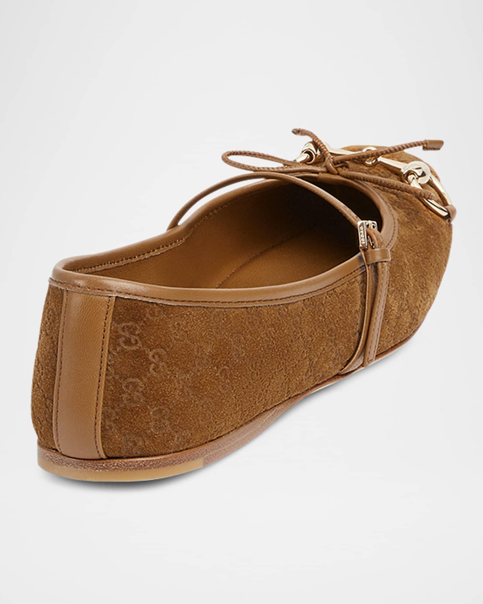 GG Suede Horsebit Mary Jane Ballerina Flats Product Image