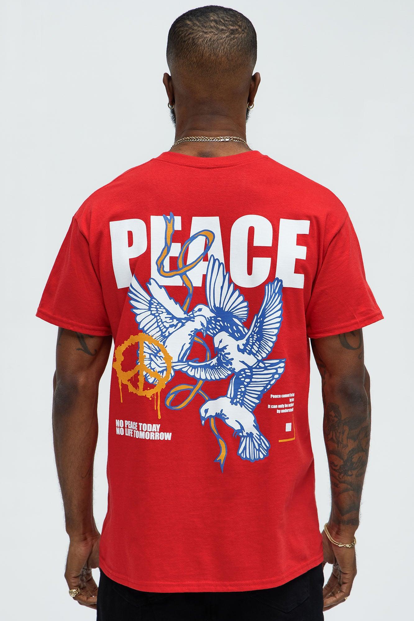 Peace Be With You Short Sleeve Tee - Red Product Image
