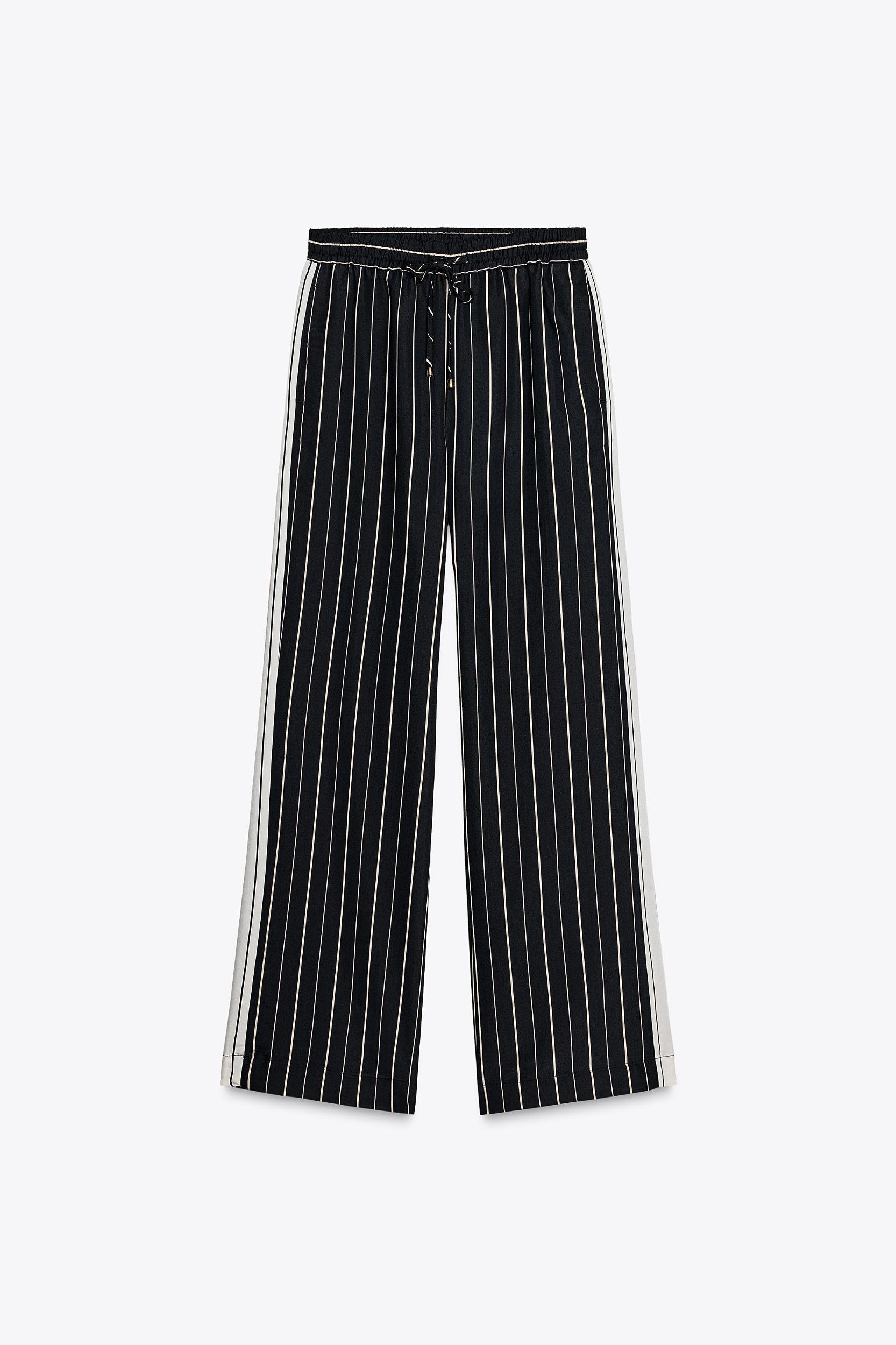 STRIPED WIDE LEG PANTS Product Image