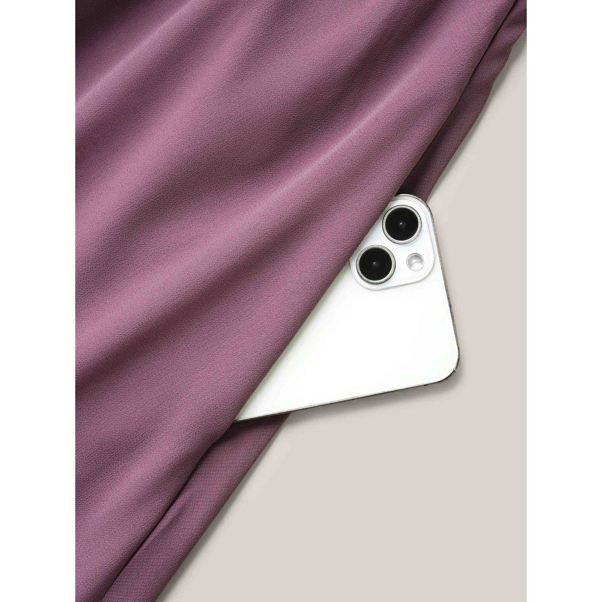 Plus Size Chiffon Lace Waist-Defining Midi Dress Heather Women Elegant Texture Round Neck Short sleeve Curvy BloomChic 14-16/1X Product Image