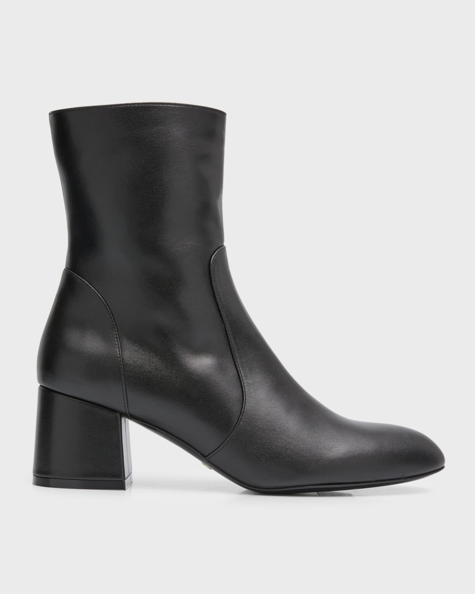 Flareblock Leather Zip Ankle Booties Product Image