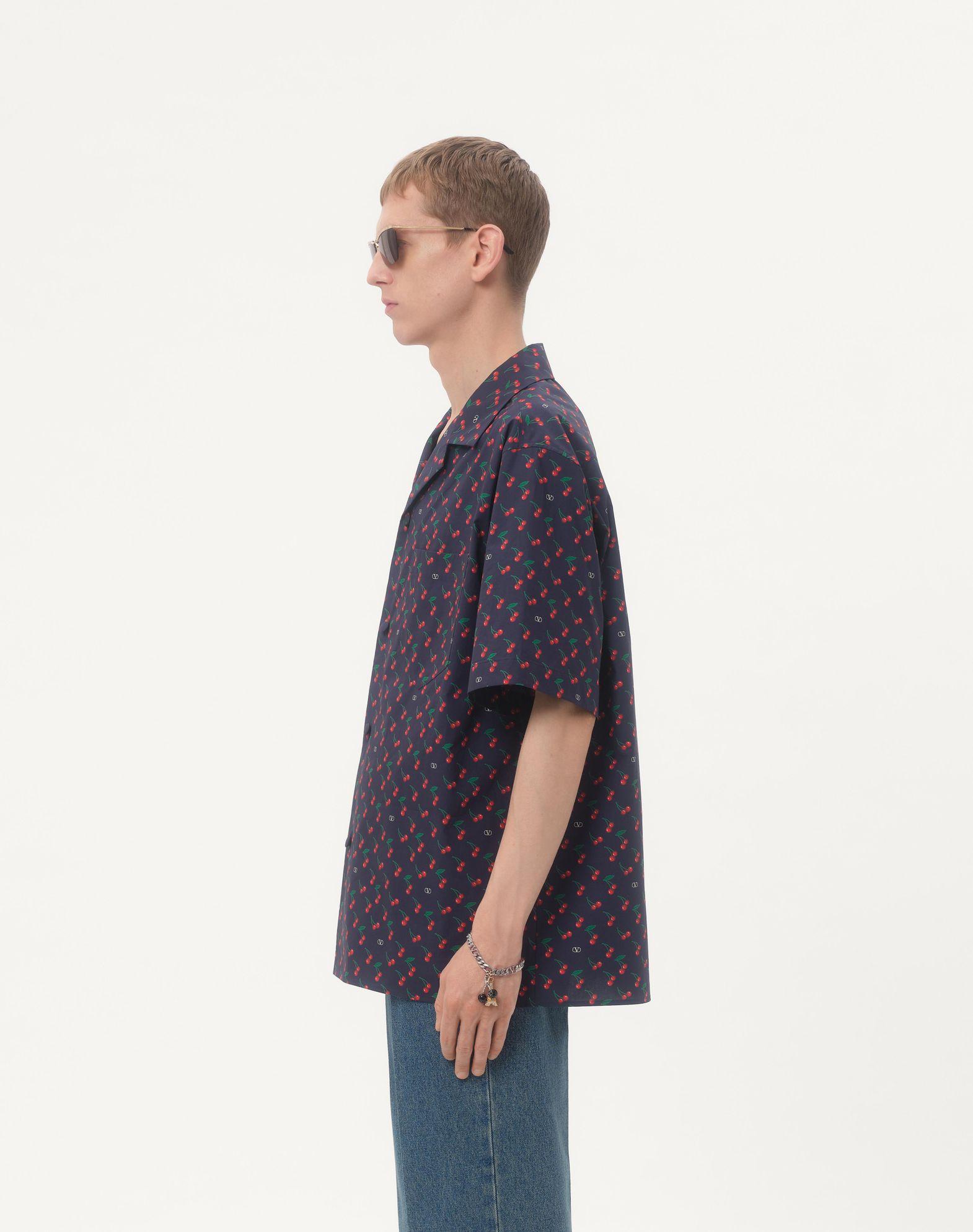 Cotton Poplin Bowling Shirt With Cherryfic Print Product Image