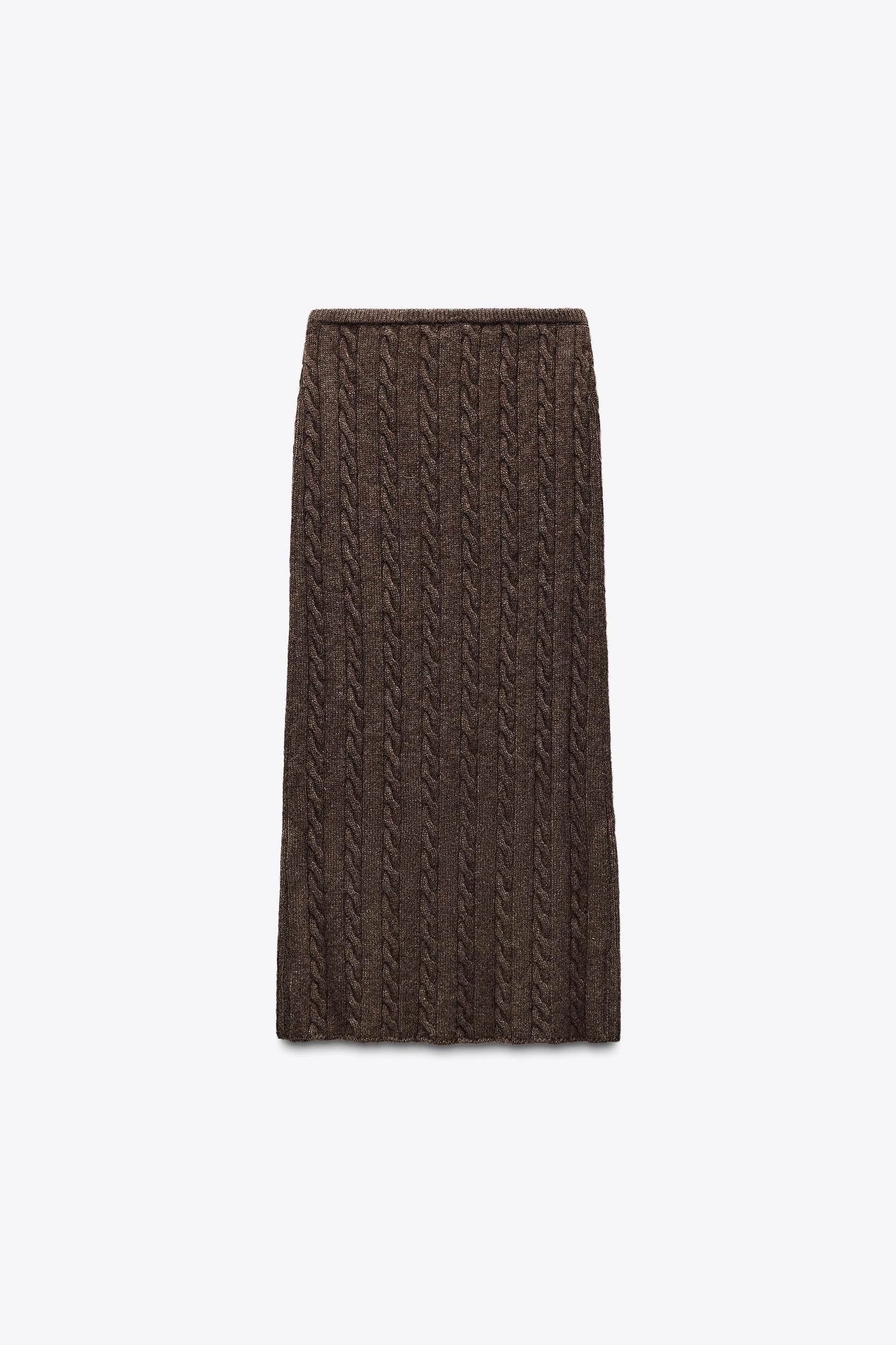 CABLE KNIT WOOL BLEND MIDI SKIRT Product Image