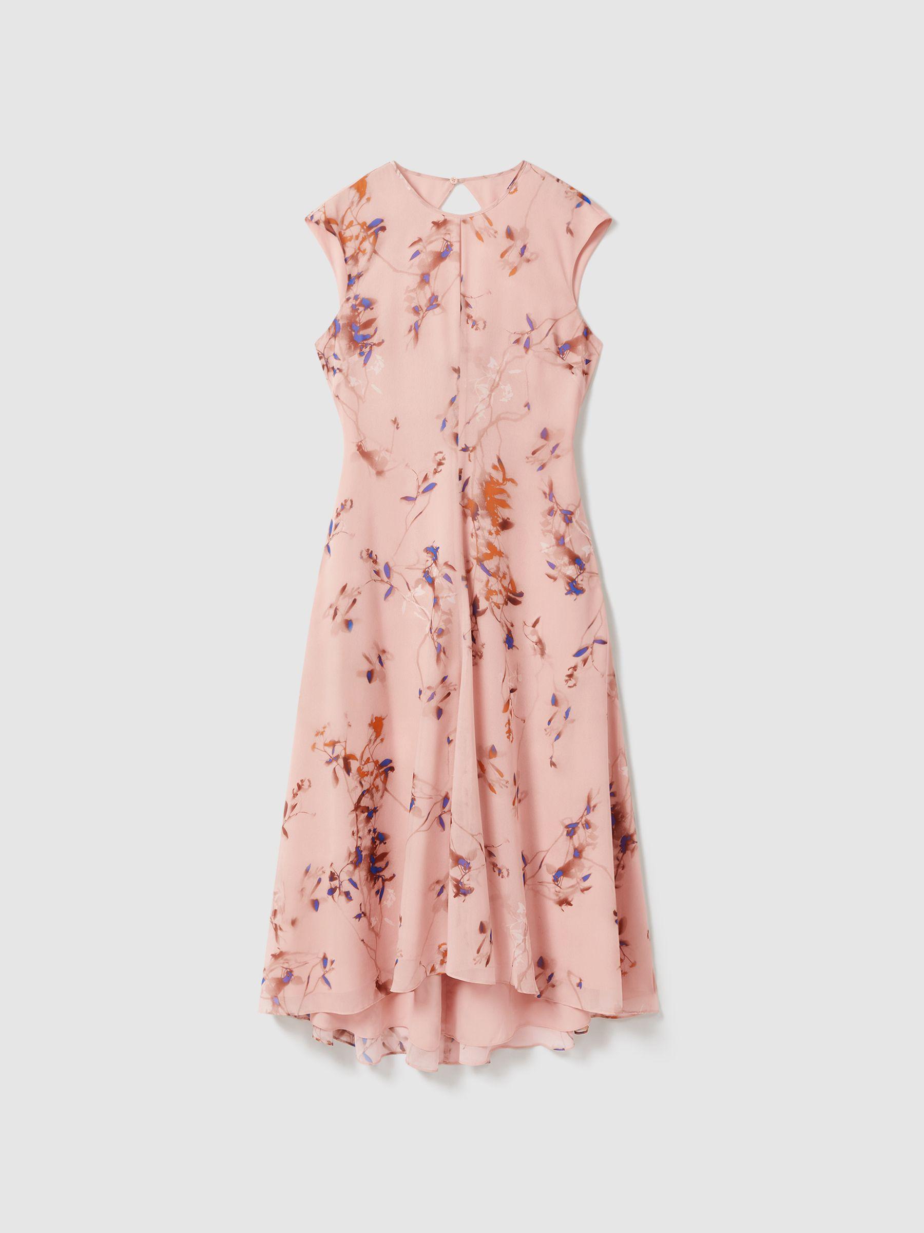 Printed Open Back Midi Dress in Blush Product Image