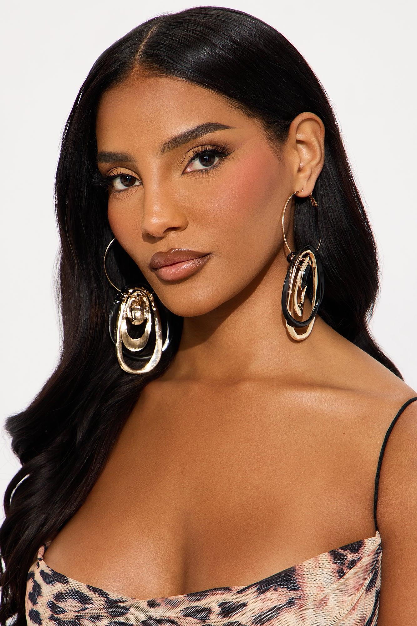 Layers Of You Drop Earrings - Gold/Black Female Product Image