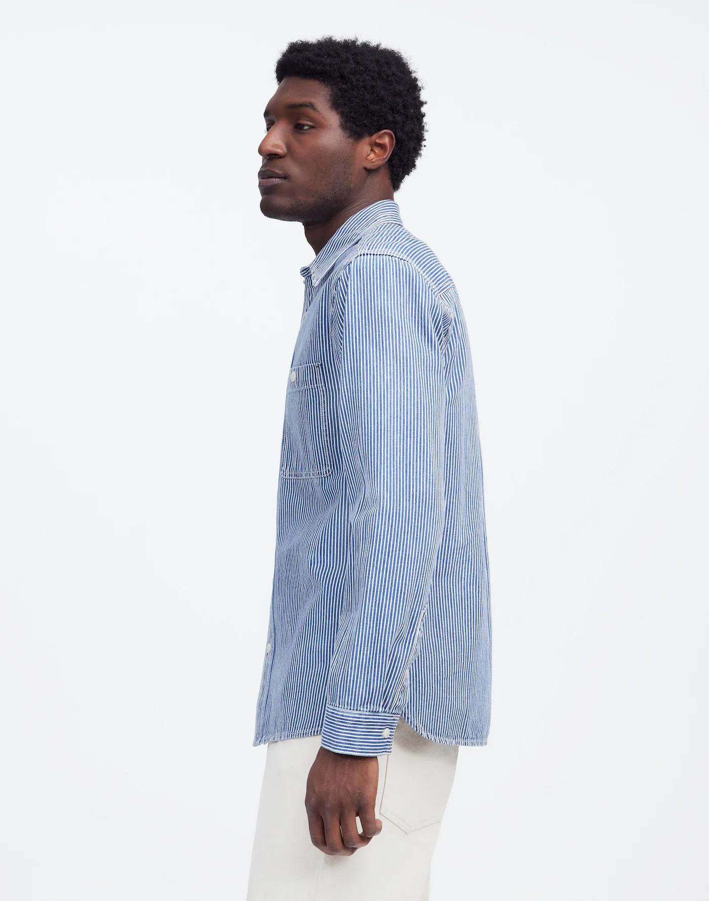 Indigo-Dyed Shirt in Engineer Stripe Product Image