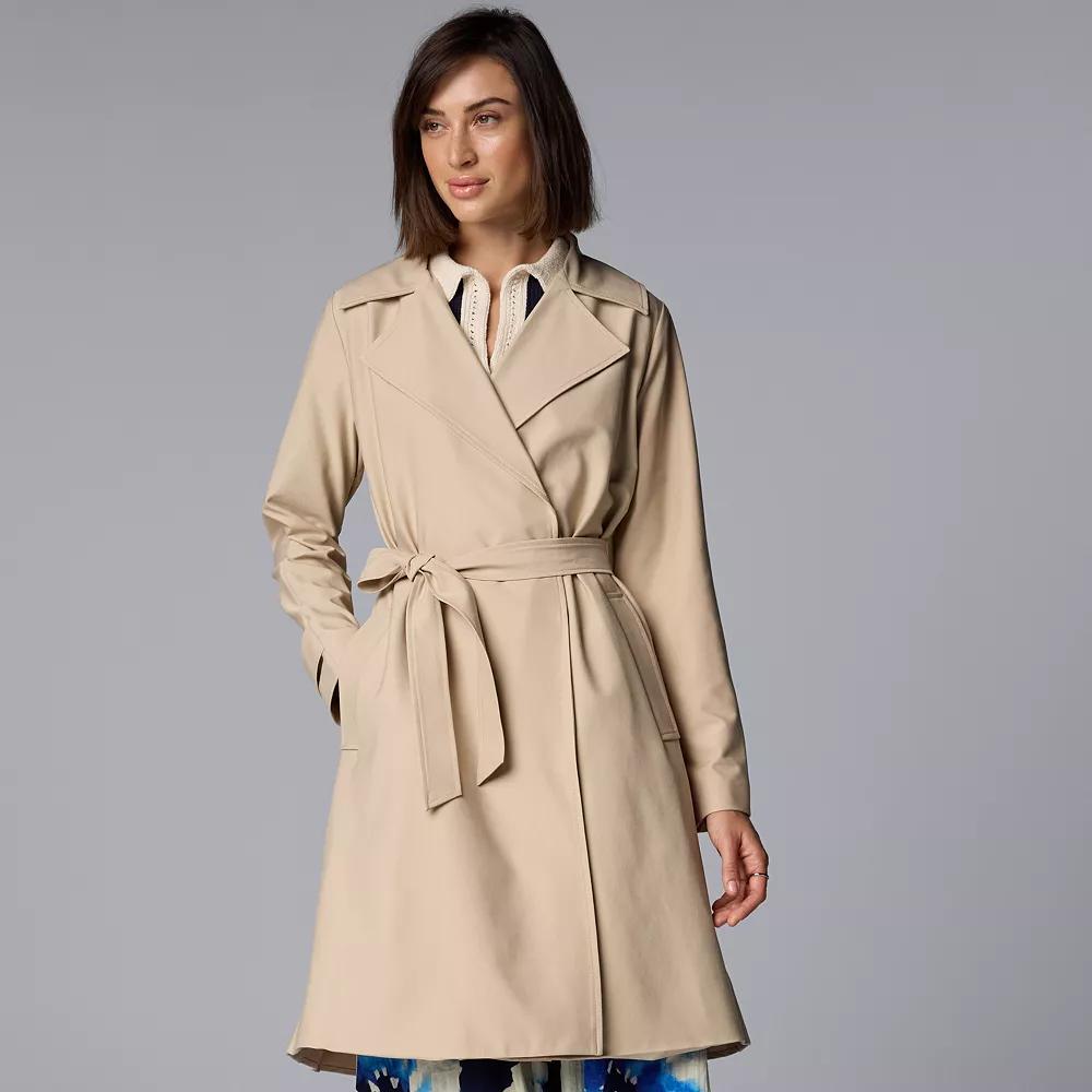 Women's Simply Vera Vera Wang Pleated Trench Coat, Size: Small, White Pepper Product Image