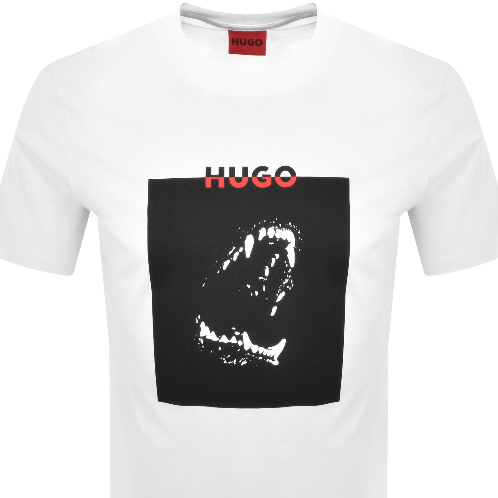 HUGO BOSS Cotton Jersey T-shirt With Mixed-print Logo In White Product Image