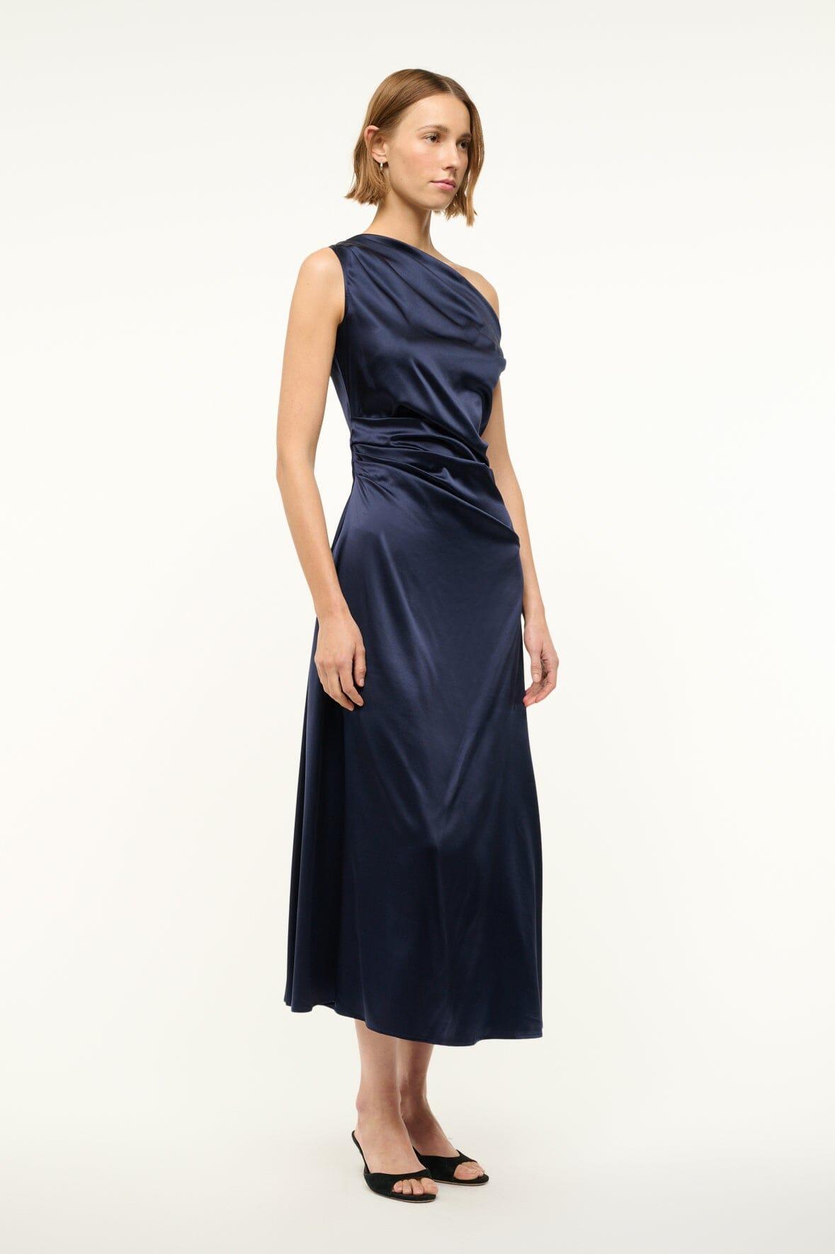 PHARE SILK DRESS | NAVY Product Image