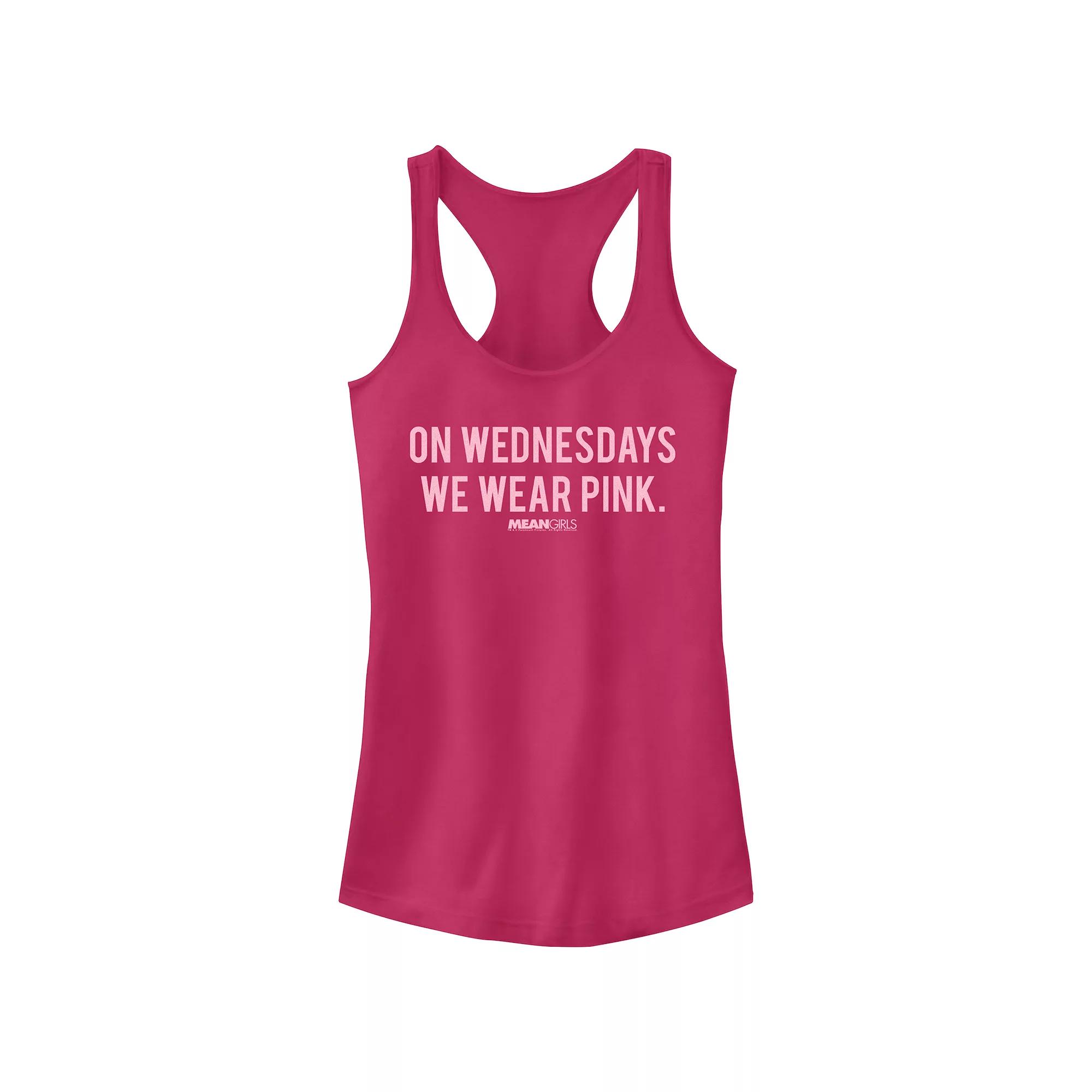 Juniors' Mean Girls On Wednesdays We Wear Pink Graphic Racerback Tank Top, Girl's,  Product Image
