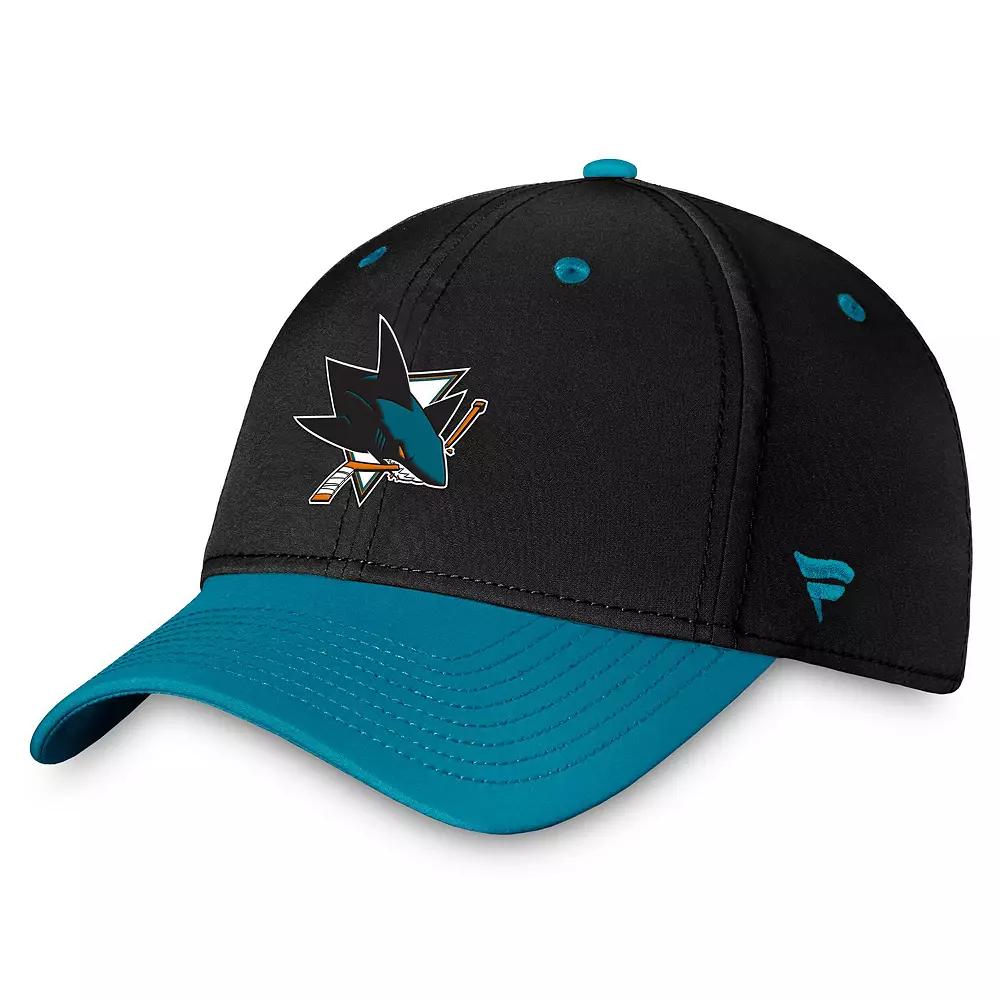 Men's Fanatics Branded  Black/Teal San Jose Sharks Authentic Pro Rink Two-Tone Flex Hat, Size: Medium/Large, Sks Black Product Image