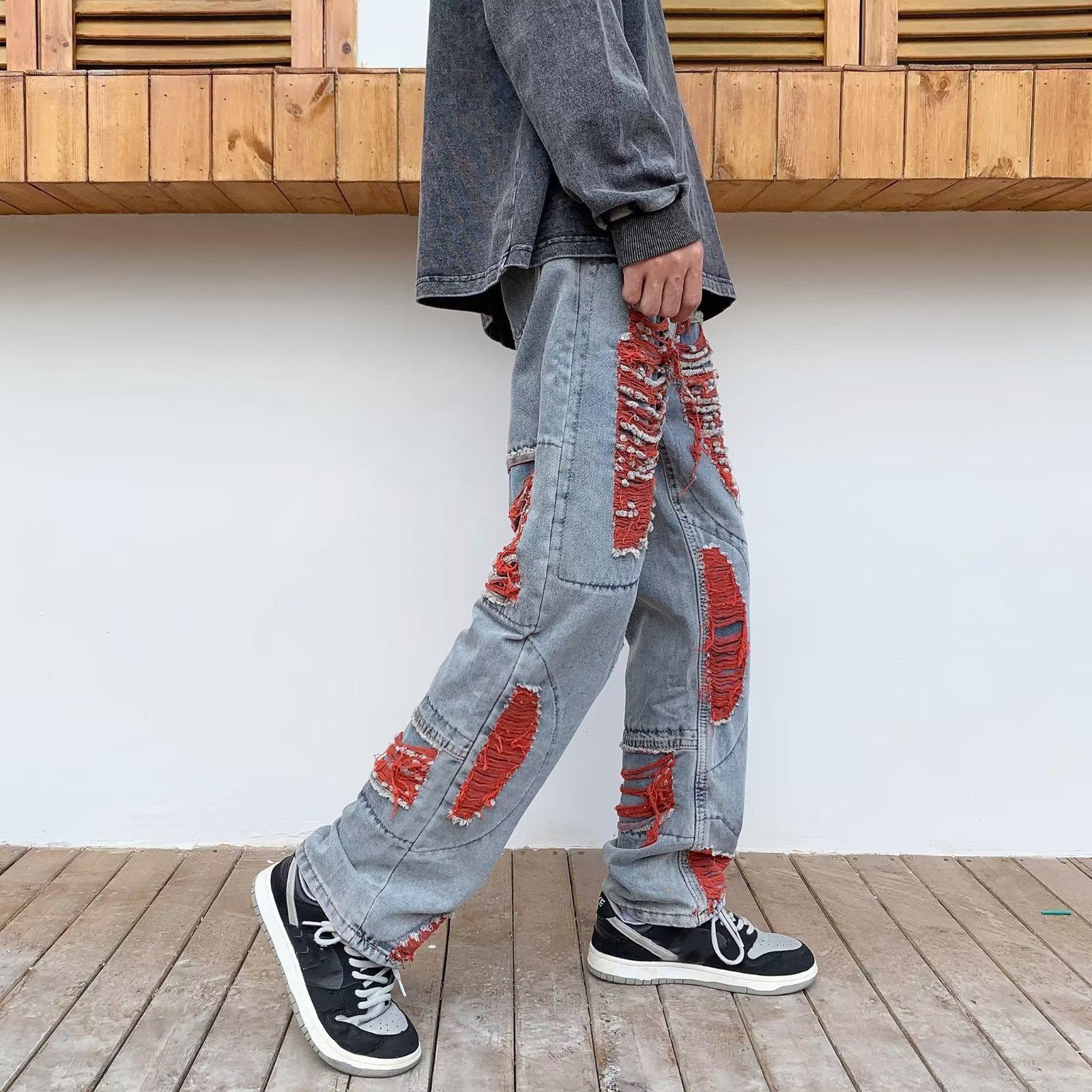 Sopula Men's Trendy Street Ripped Loose Straight Jeans Product Image