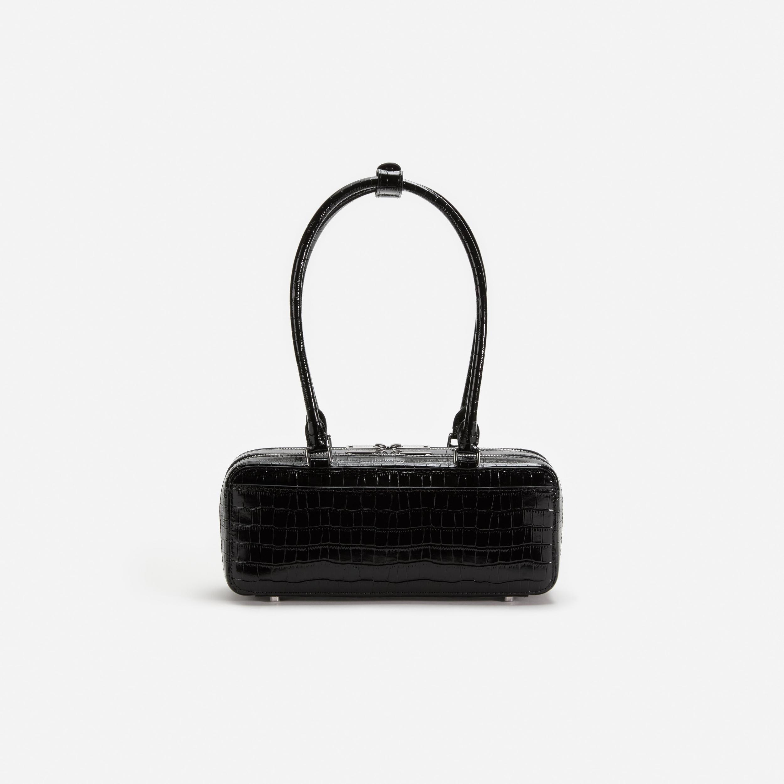 Black Croc Shoulder Bag Product Image