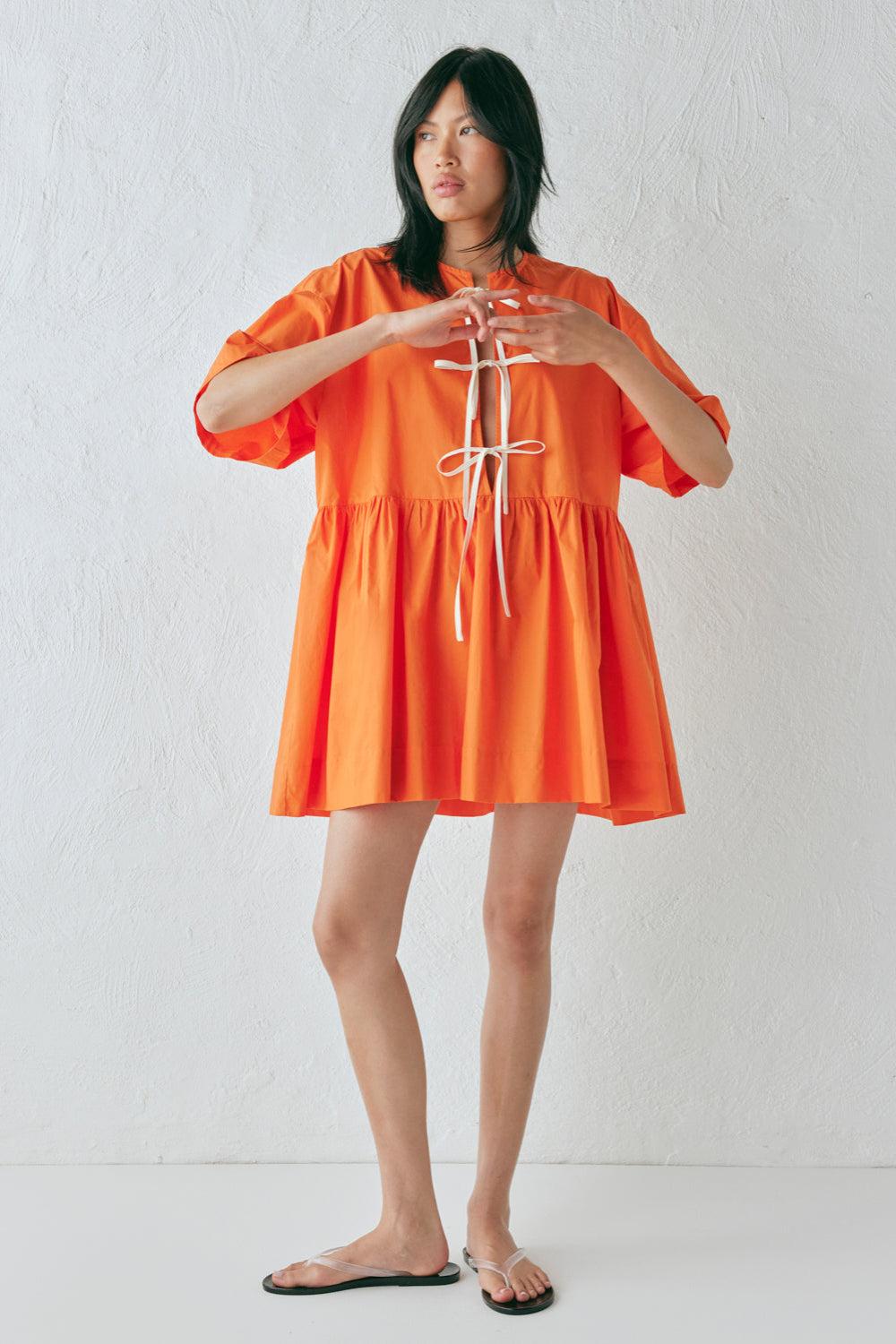Naomi Smock Mini Dress Tangerine Product Image
