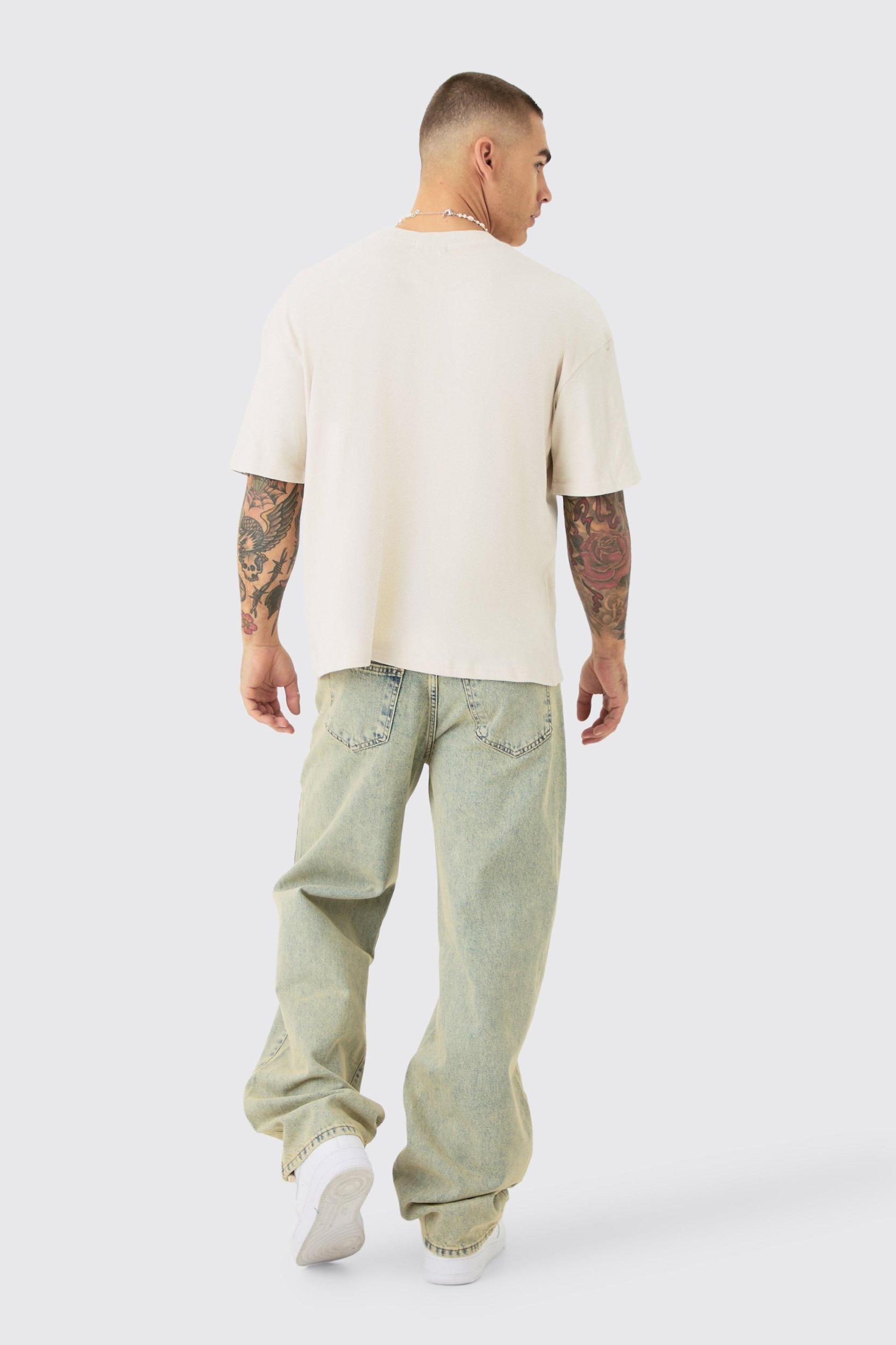Oversized Boxy Homme Landscape Print Wash T-shirt | boohooMAN USA Product Image