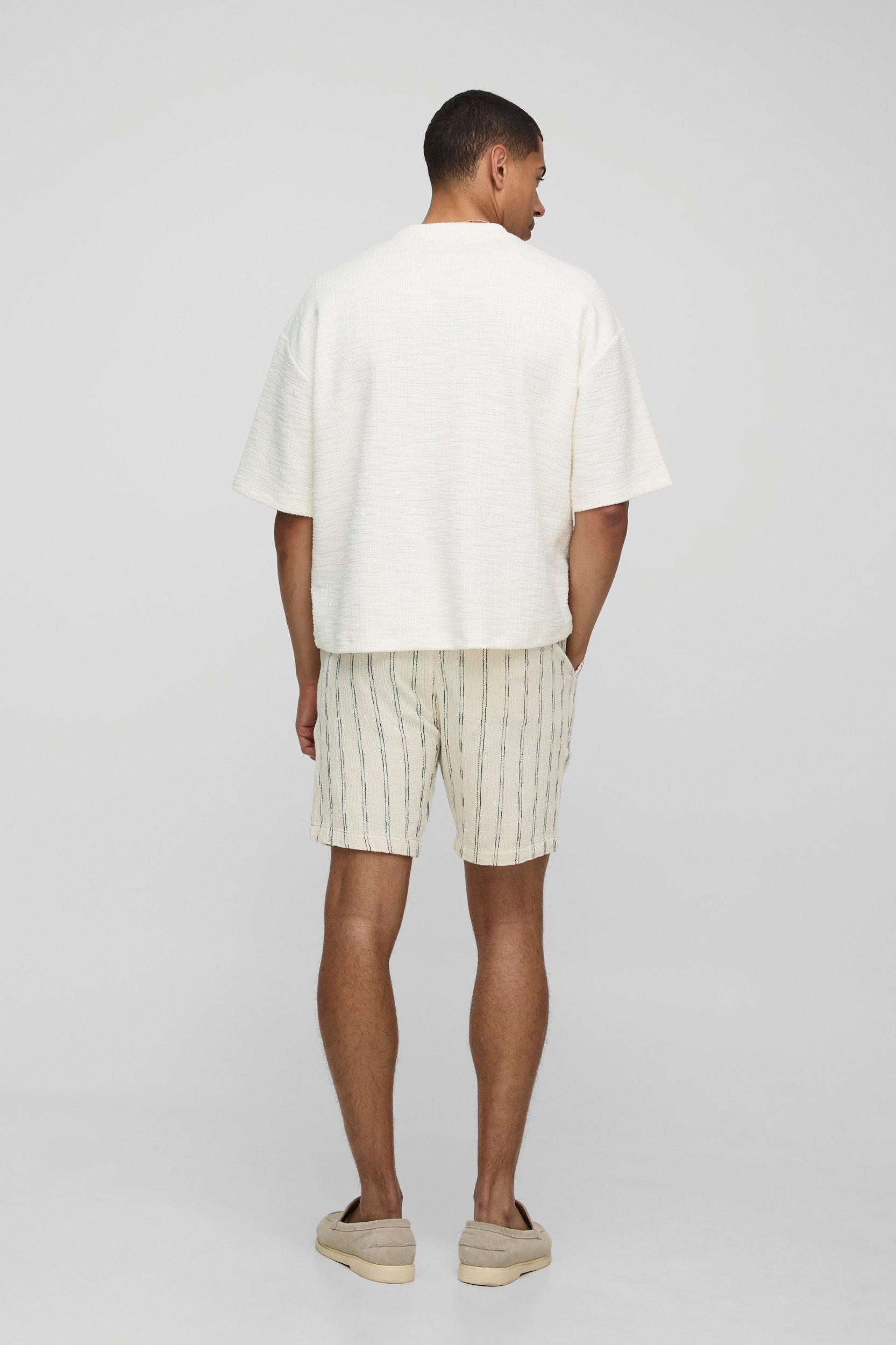 Elasticated Waist Relaxed Textured Striped | boohooMAN USA Product Image