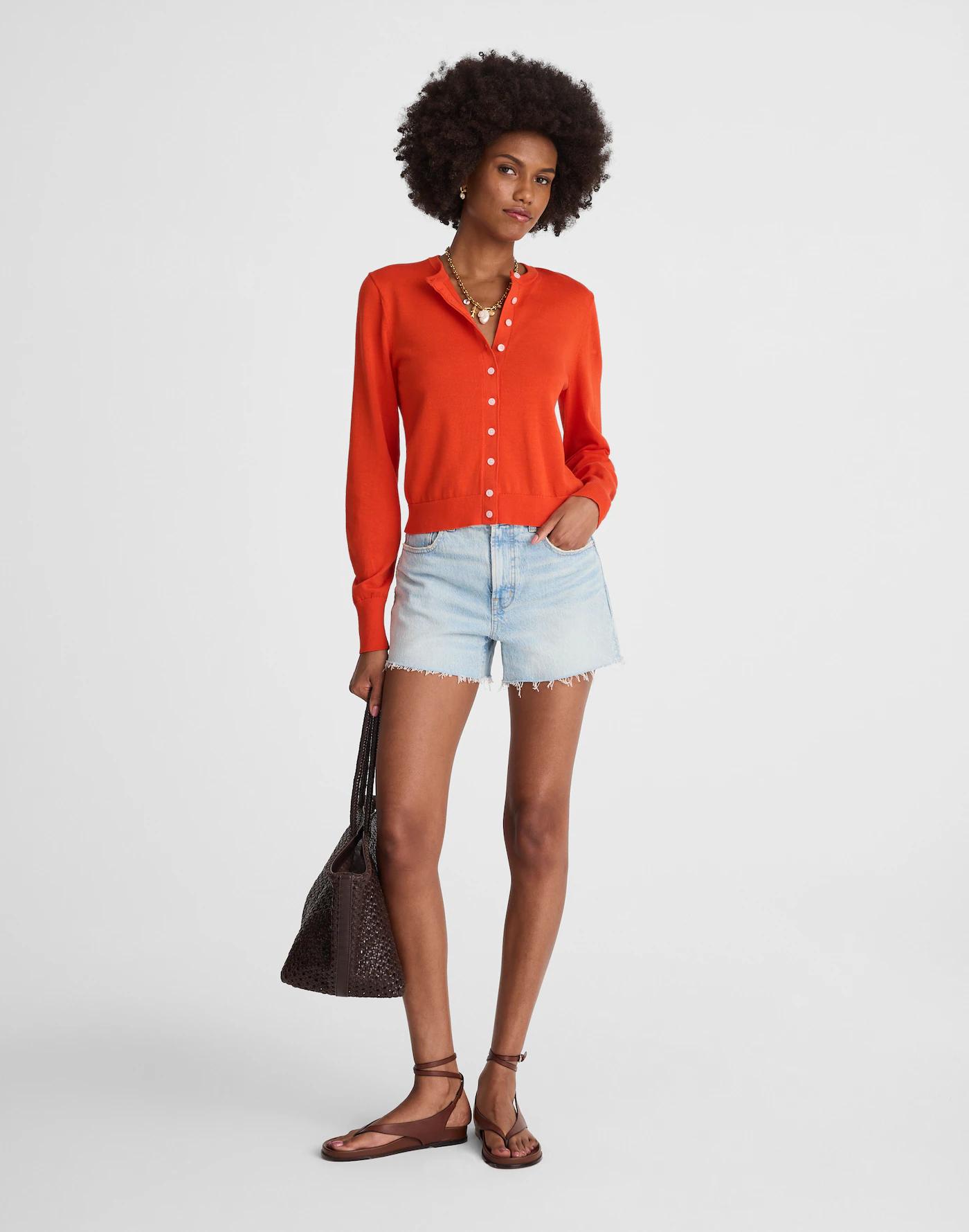 Cotton Crewneck Cardigan Product Image