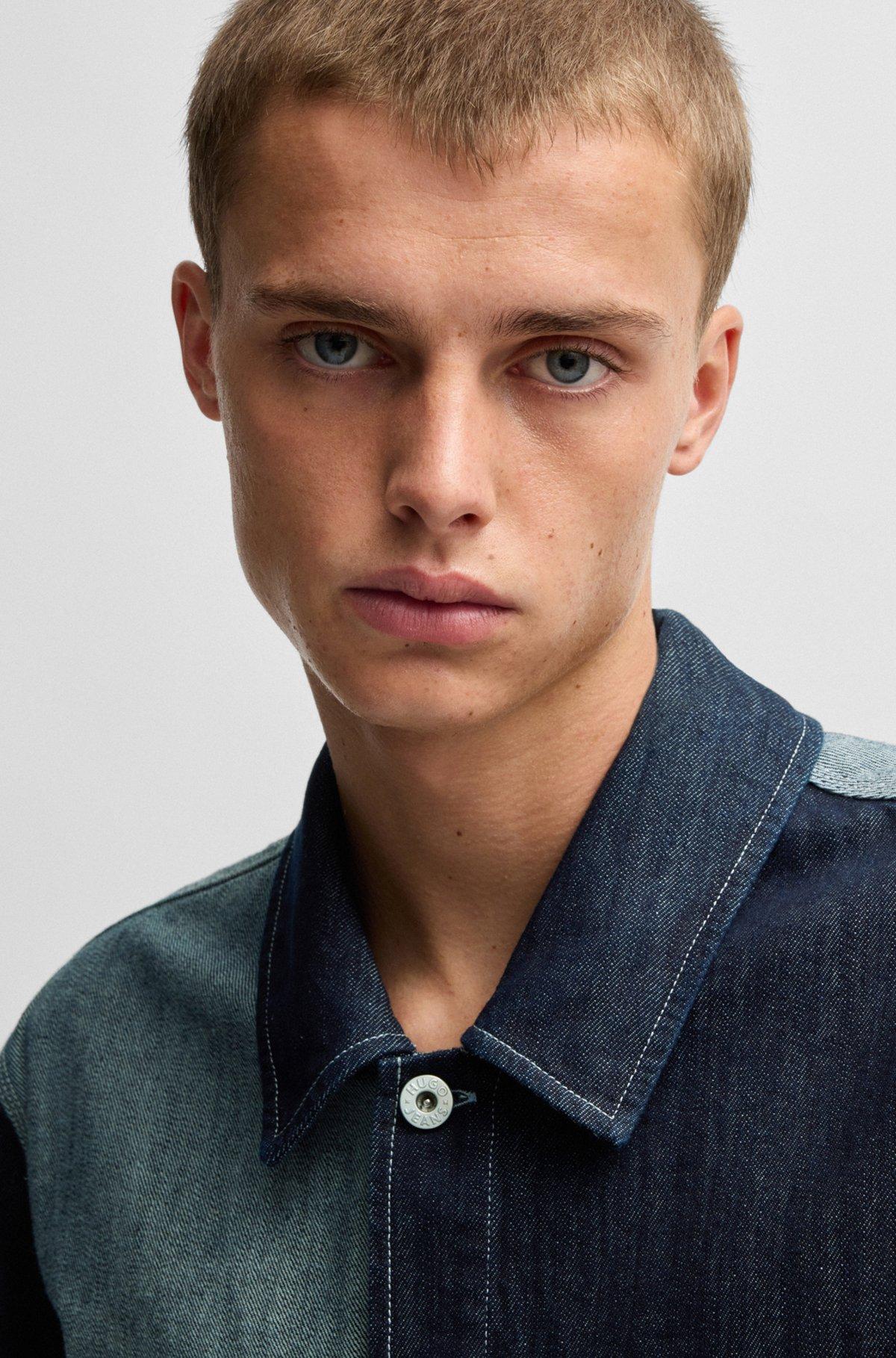 Relaxed-fit overshirt in mixed denims Product Image