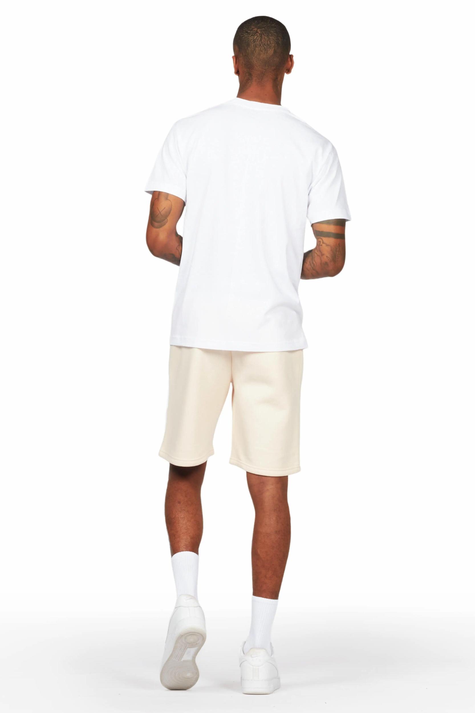 Jain White/Beige T-Shirt/Short Set Male Product Image