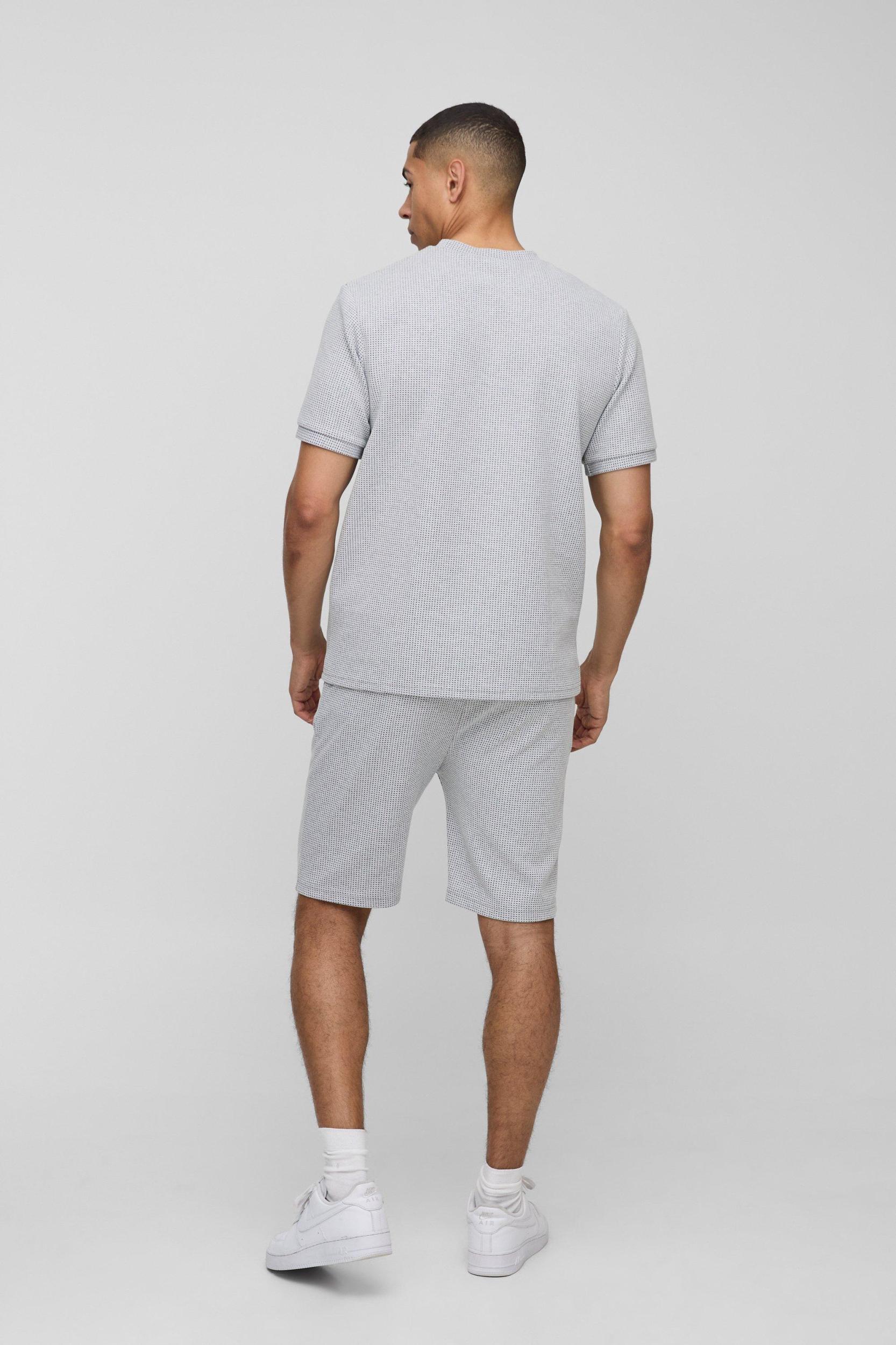 Regular Fit Contrast Waffle T-Shirt Set | boohooMAN USA Product Image