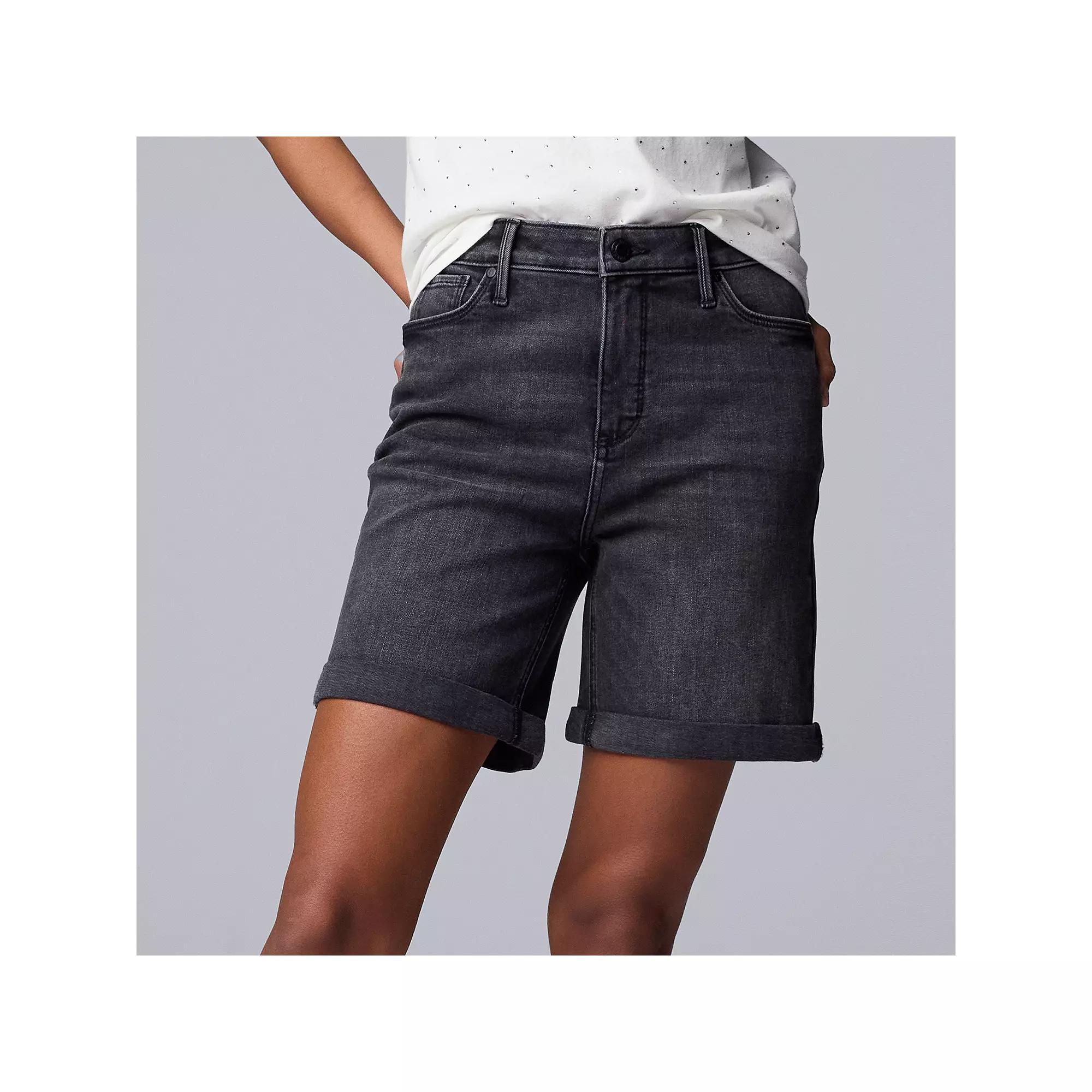 Women's Simply Vera Vera Wang High-Waisted 7" Bermuda Denim Shorts, Size: 12, Kris Product Image