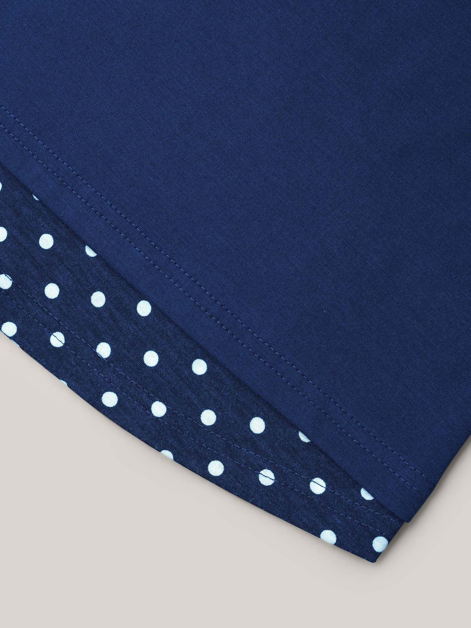 Mixed Fabric Polka Dots Patchwork T-Shirt Female Product Image