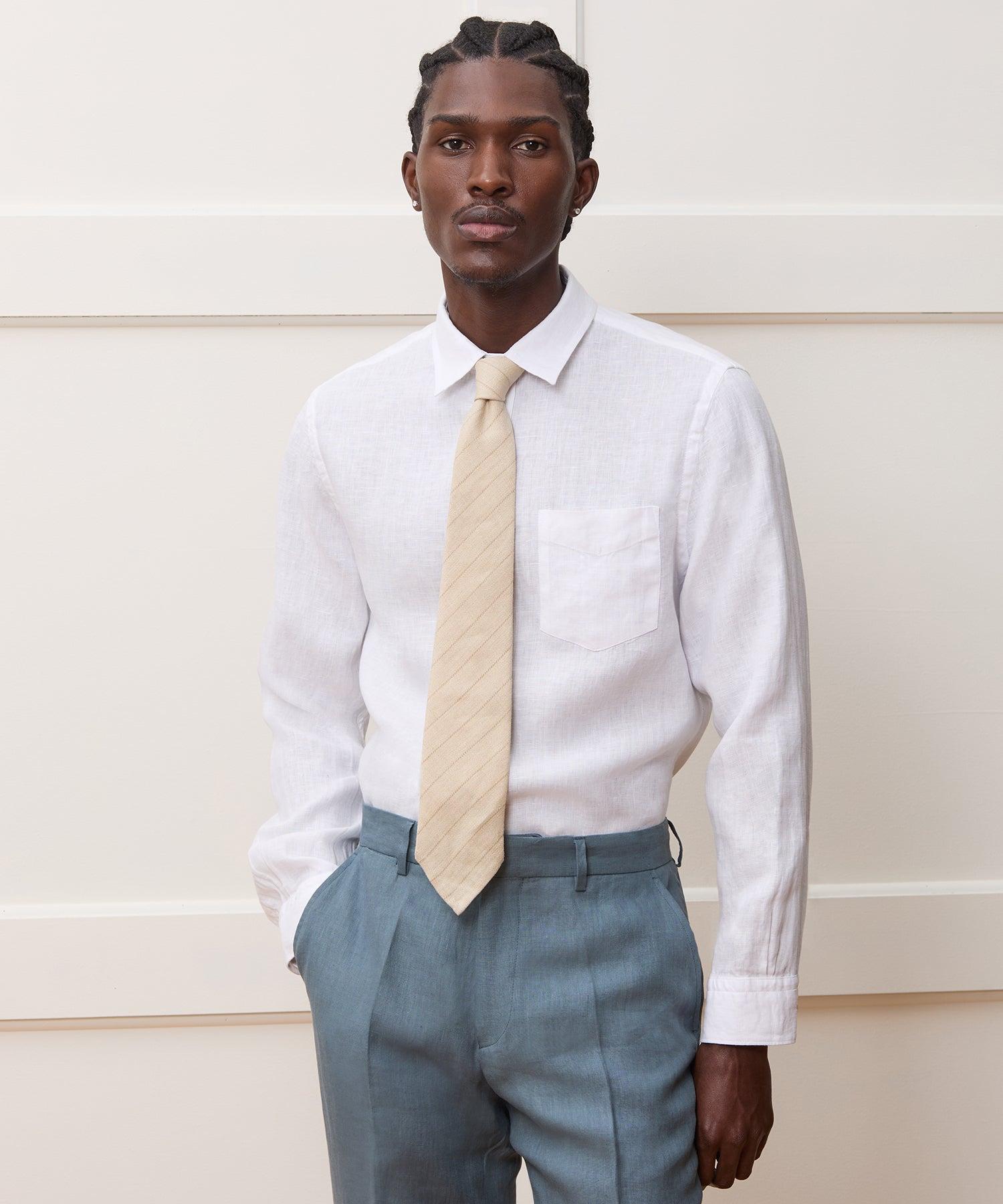 Slim Sea Soft Irish Linen Point Collar Shirt Product Image