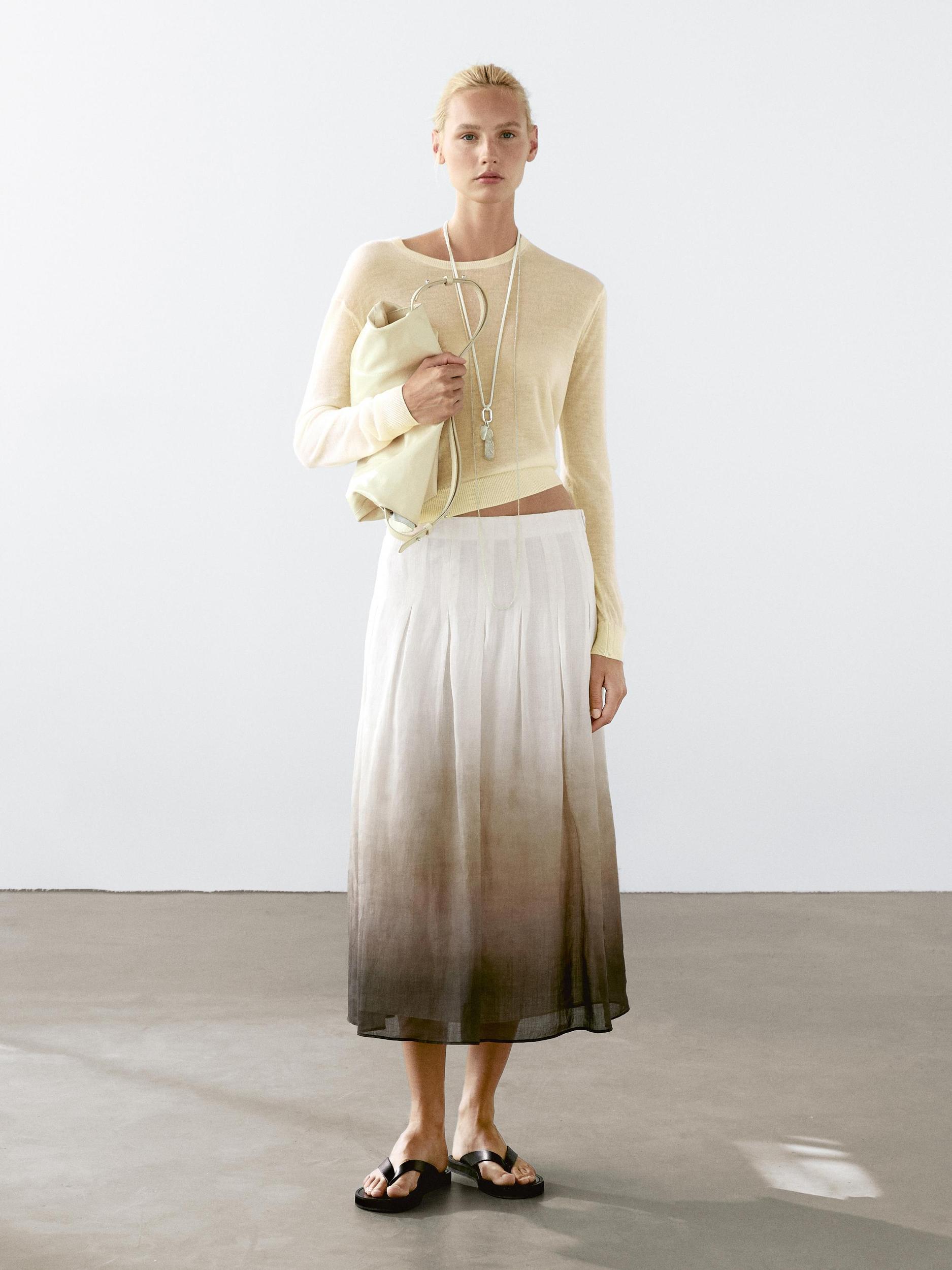 Ombré print box pleat midi skirt Product Image