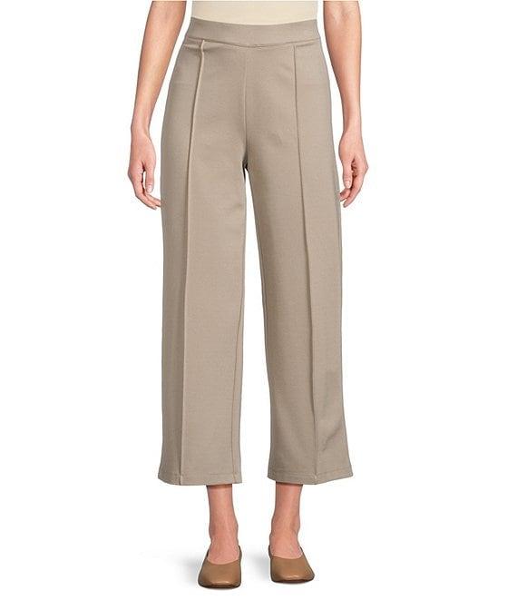 Multiples Wide-Leg Pintuck Pull-On Cropped Pants Product Image