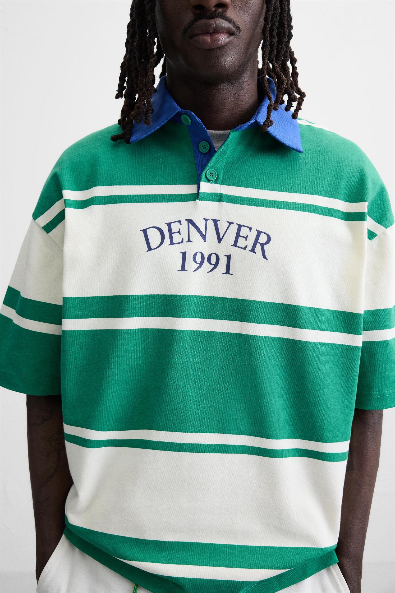 STRIPED TEXT POLO SHIRT Product Image