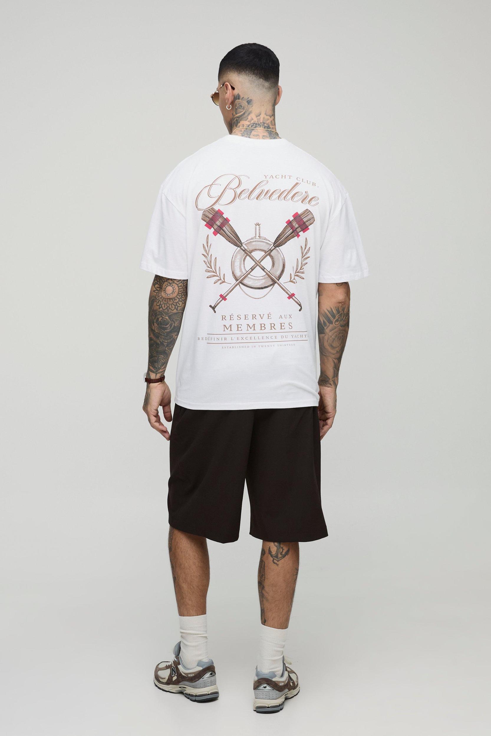 Tall Oversized Yacht Club Print T-Shirt | boohooMAN USA Product Image