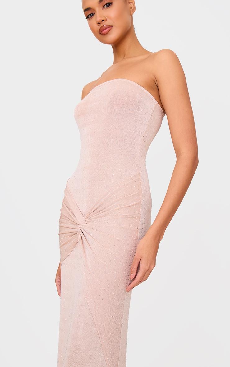 Nude Sheer Diamante Midaxi Dress Product Image