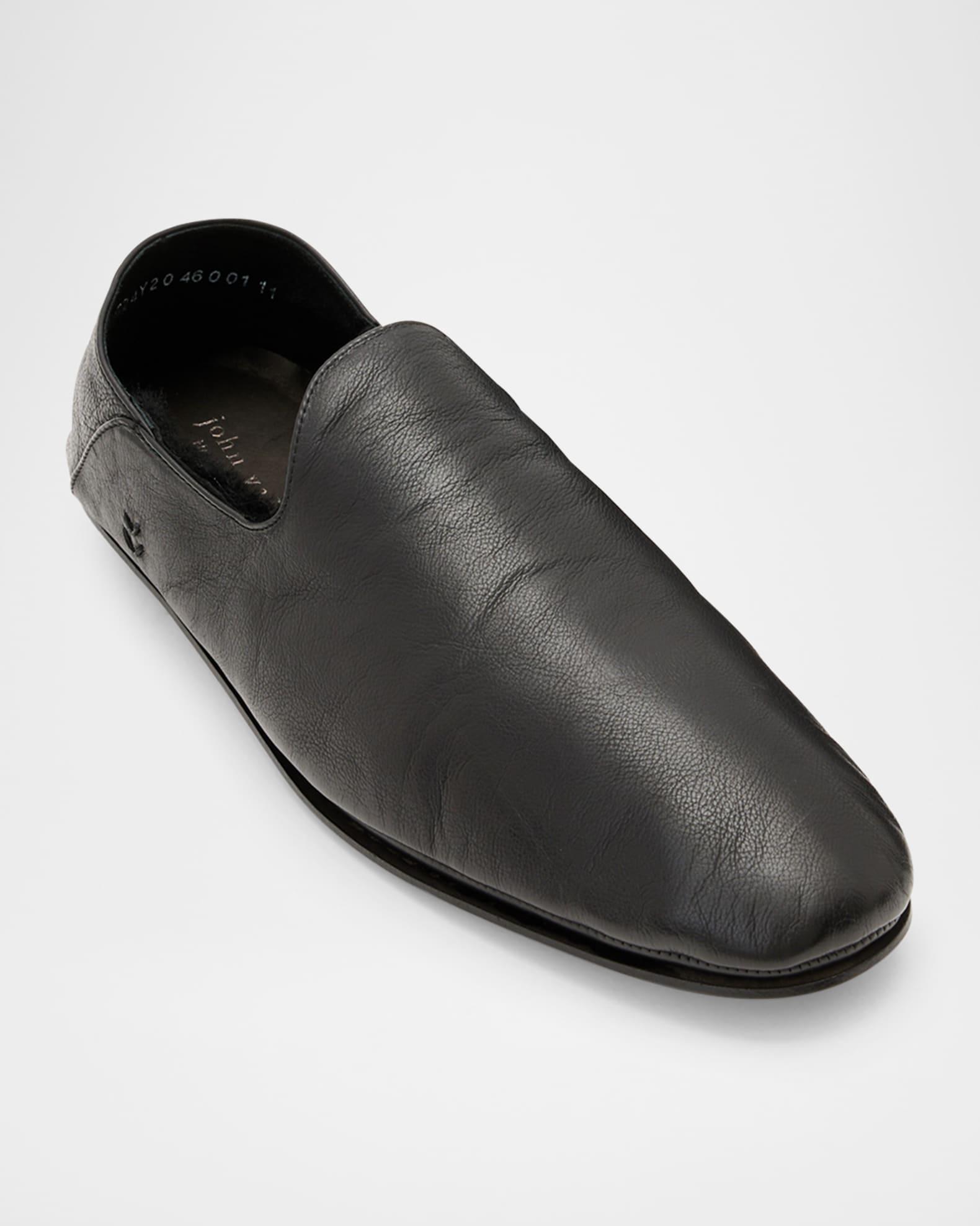 Men's Lodge Shearling-Lined Leather Moccasins Product Image