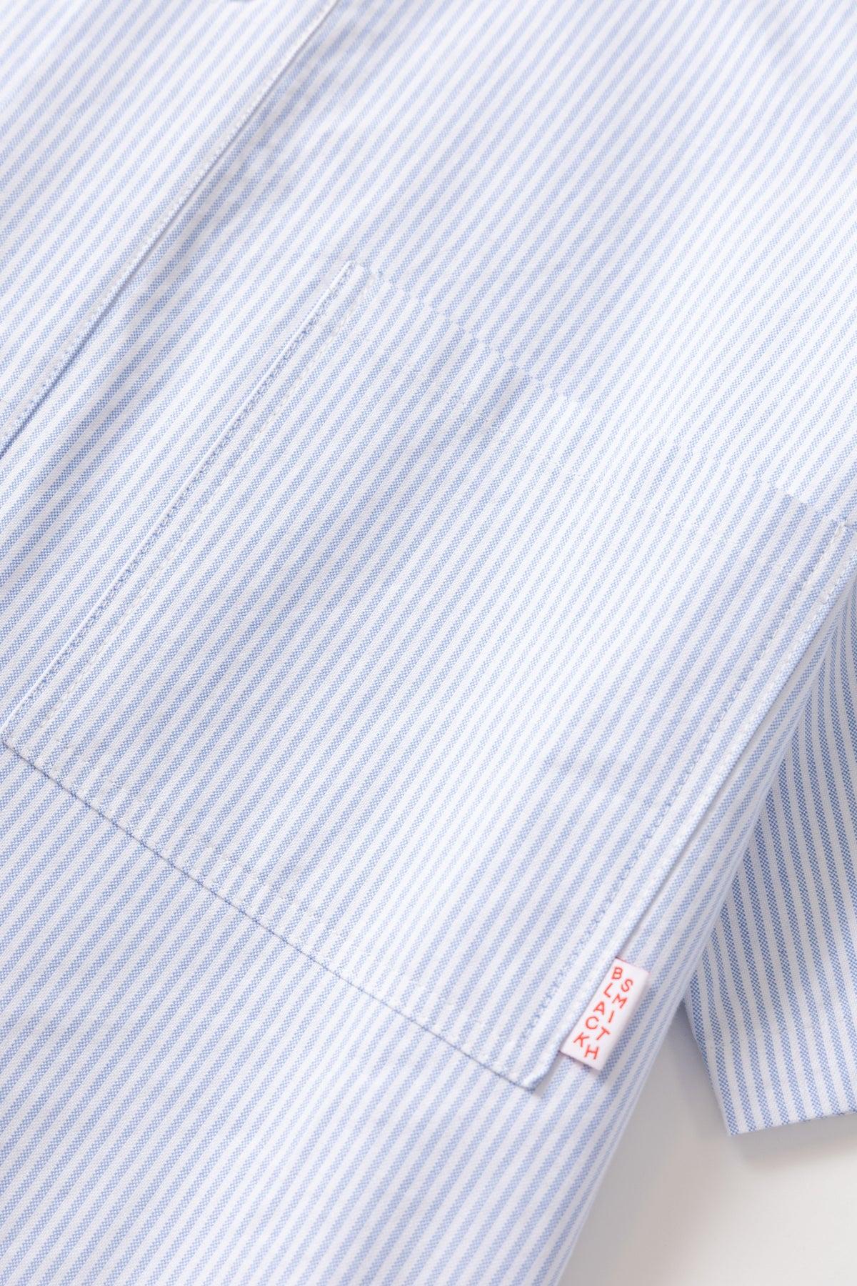 Blacksmith - 'Boxford' Short Sleeve Utility Shirt - Blue Stripe Product Image