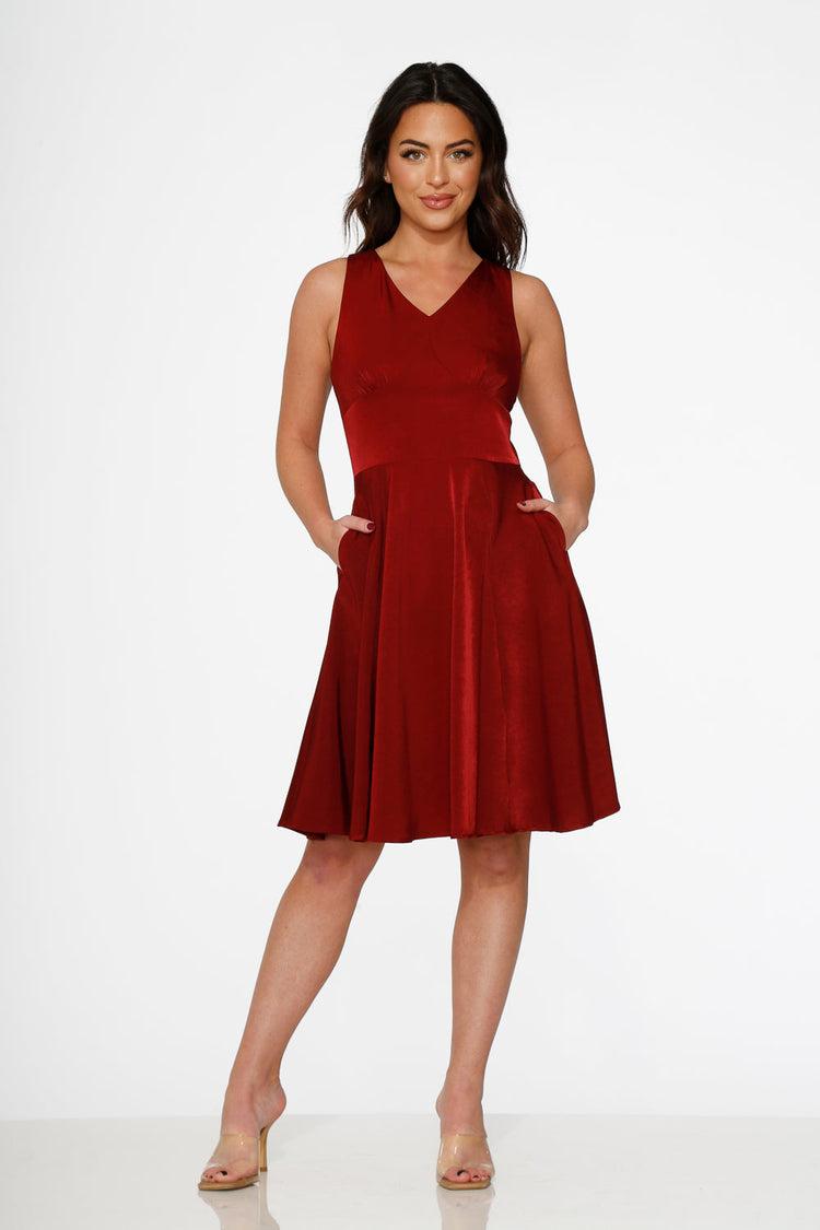 Burgundy Swing Dress Product Image