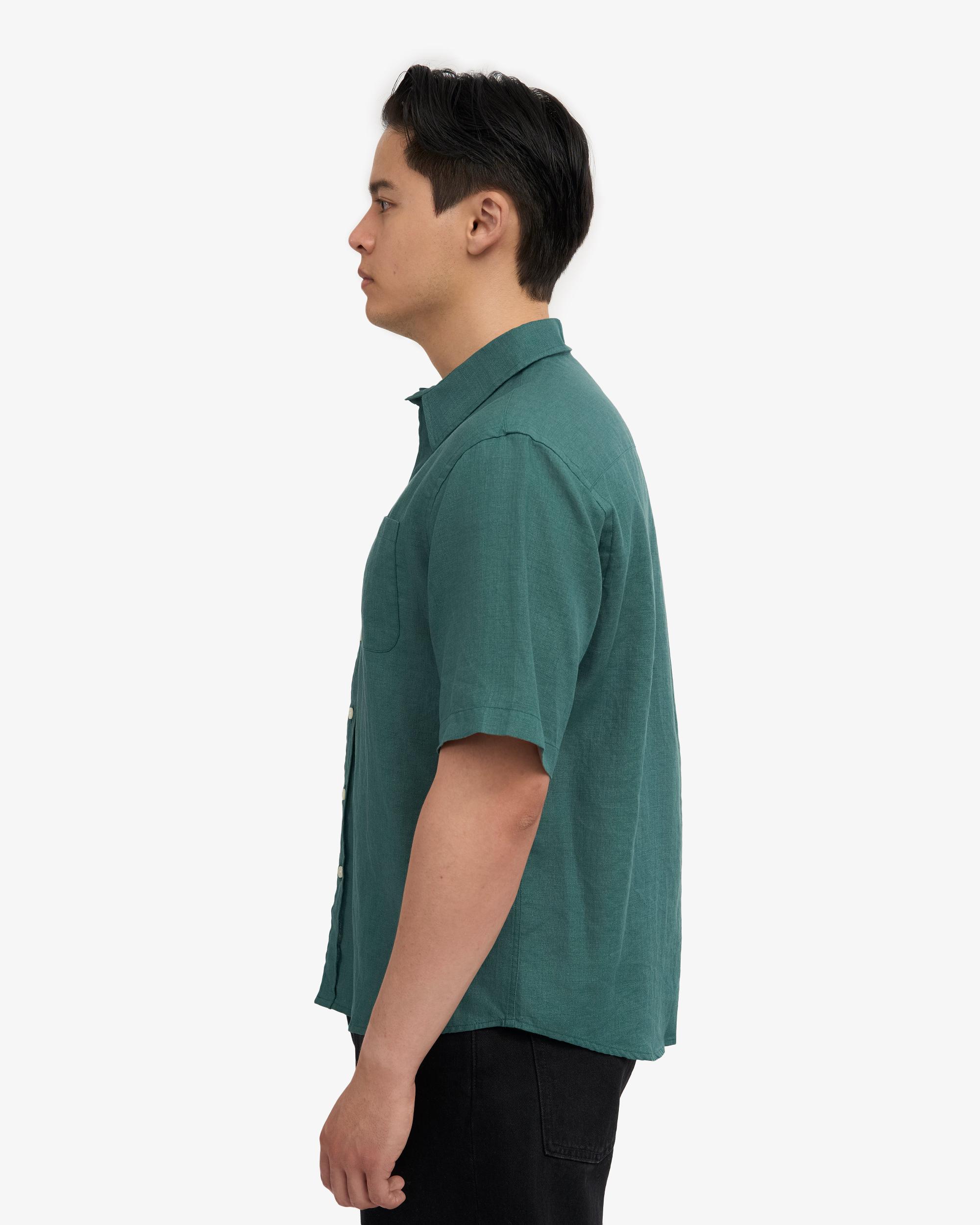 Linen SS Shirt - Ocean Green Product Image