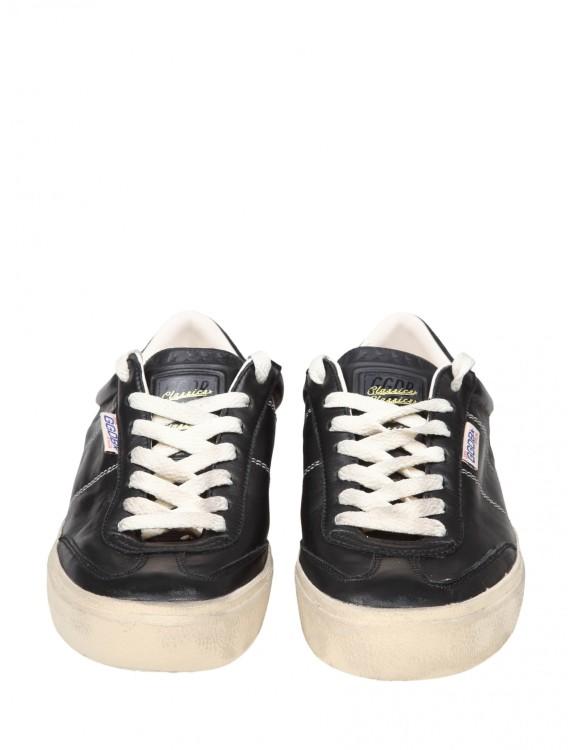 GOLDEN GOOSE Deluxe Brand Vintage-inspired Black Leather Sneakers With Contrasting White Laces Product Image