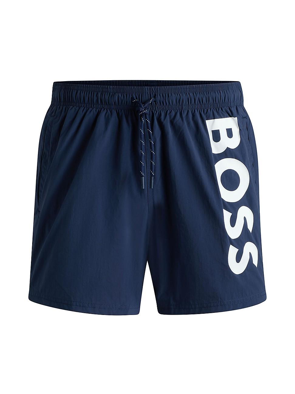 Mens Contrast-Logo Swim Shorts in Quick-Drying Fabric Product Image