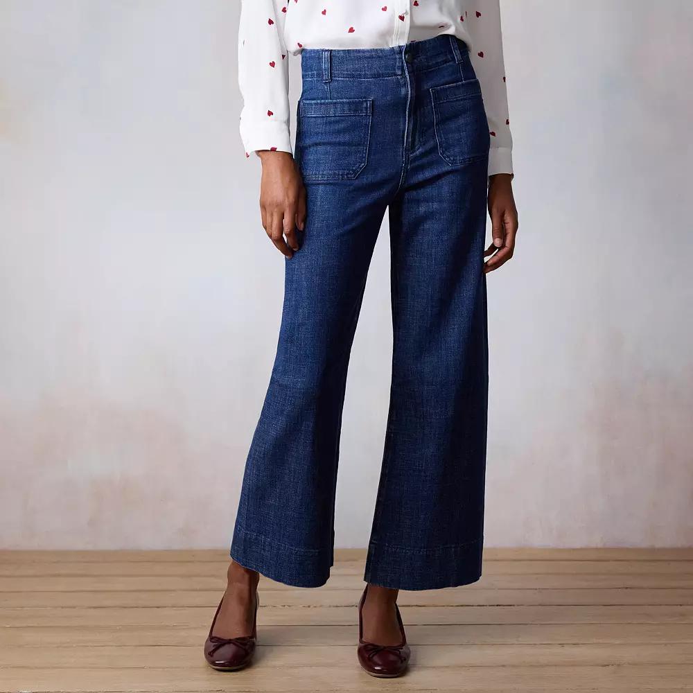 Women's LC Lauren Conrad Super High-Rise Wildflower Wide Leg Cropped Pants,  Product Image