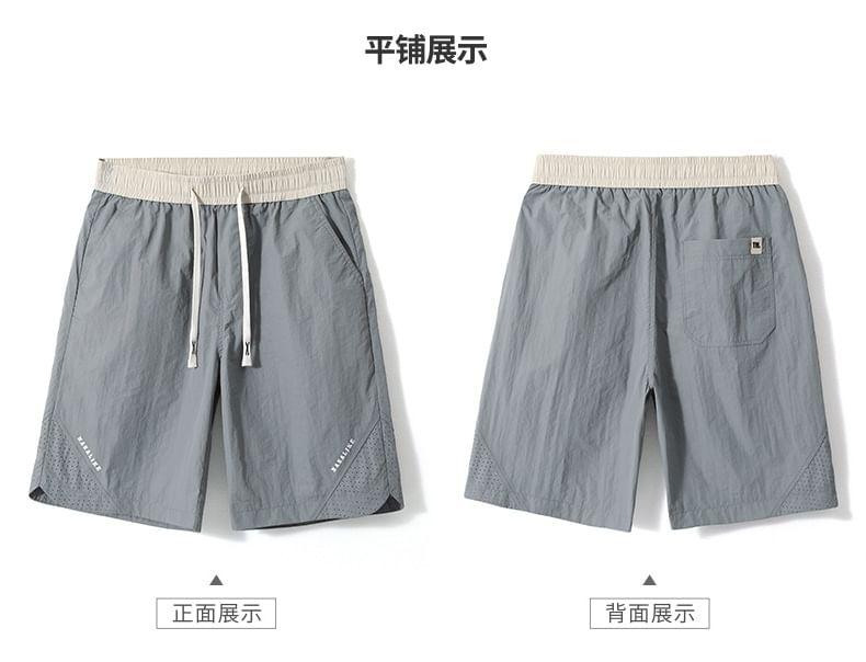 Drawstring Waist Lettering Shorts Product Image