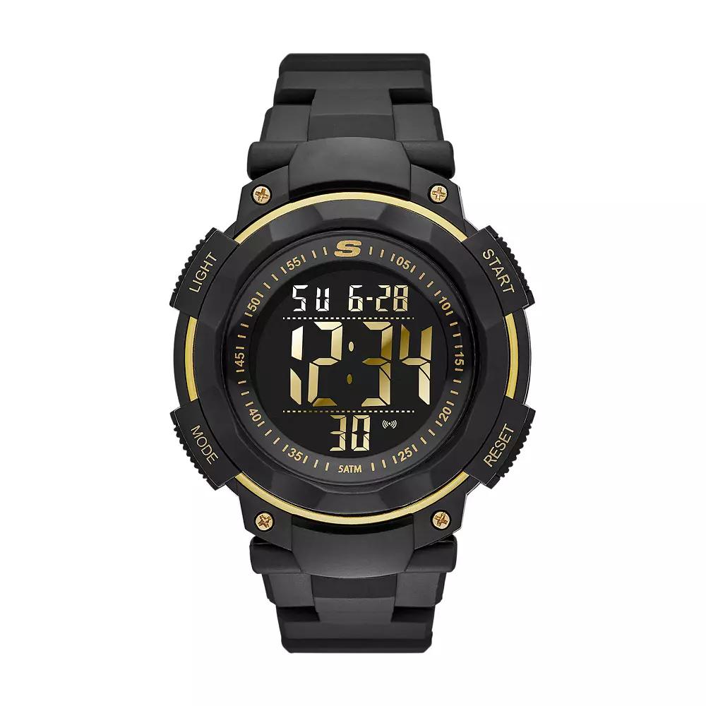 Skechers Men's Digital Chronograph Watch, Size: Large, Black Gold Product Image