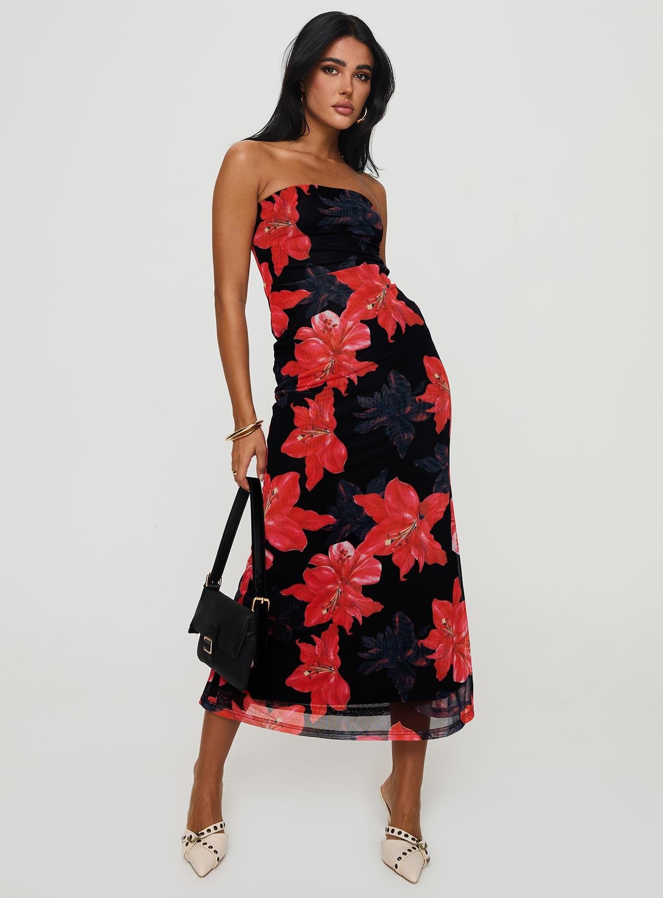 Celik Strapless Maxi Dress Black / Floral Product Image